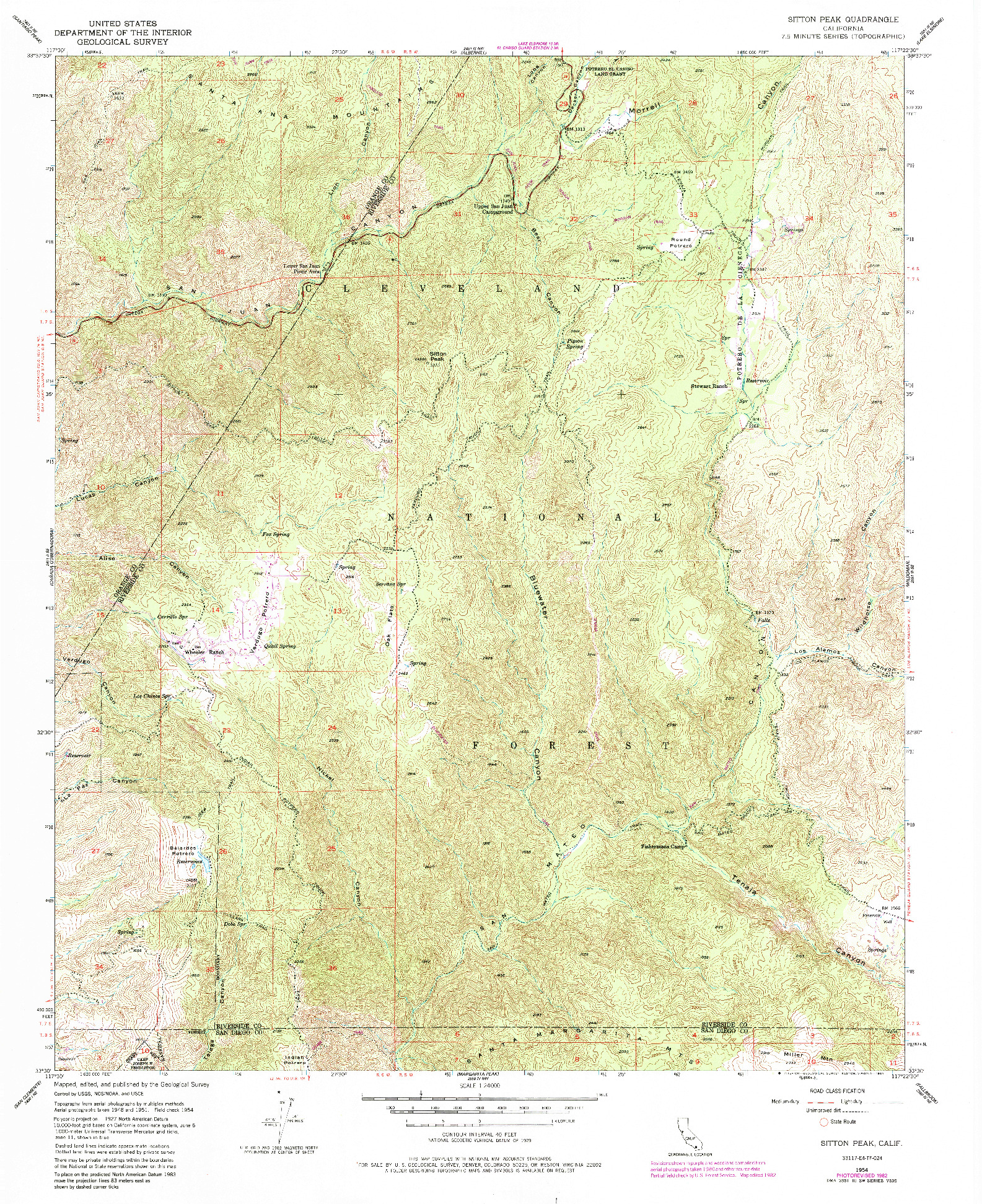 USGS 1:24000-SCALE QUADRANGLE FOR SITTON PEAK, CA 1954