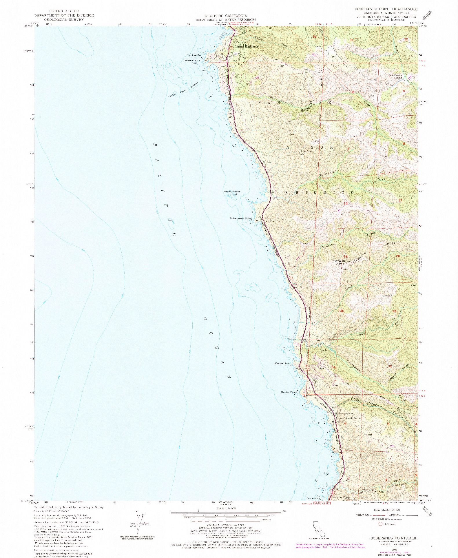 USGS 1:24000-SCALE QUADRANGLE FOR SOBERANES POINT, CA 1956