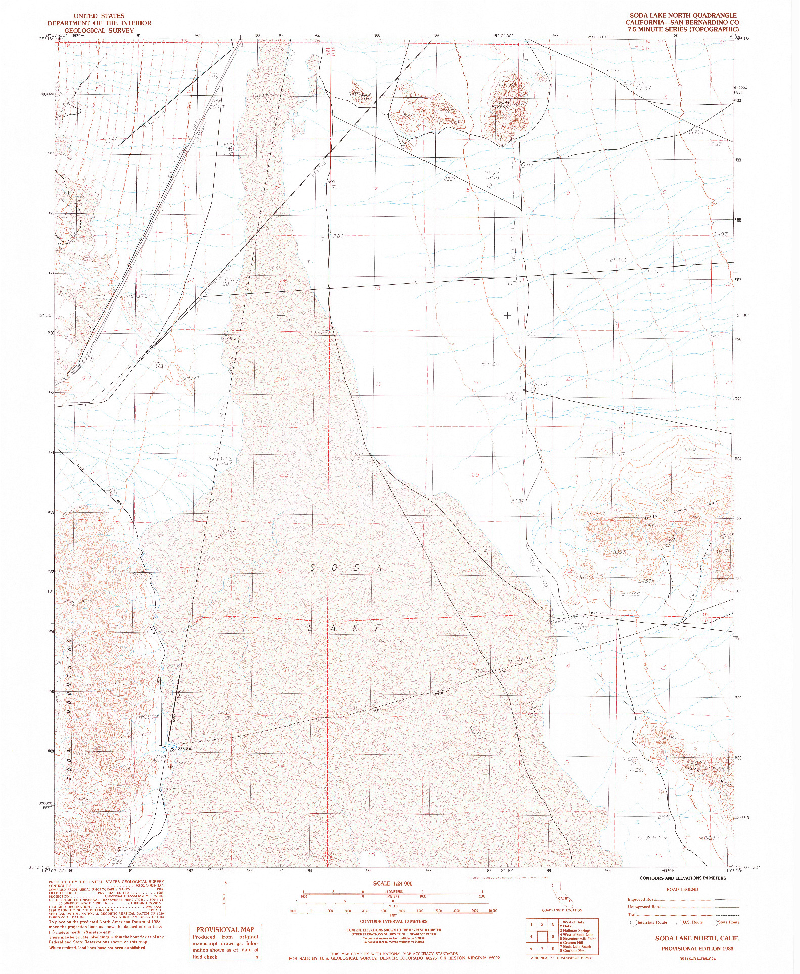 USGS 1:24000-SCALE QUADRANGLE FOR SODA LAKE NORTH, CA 1983