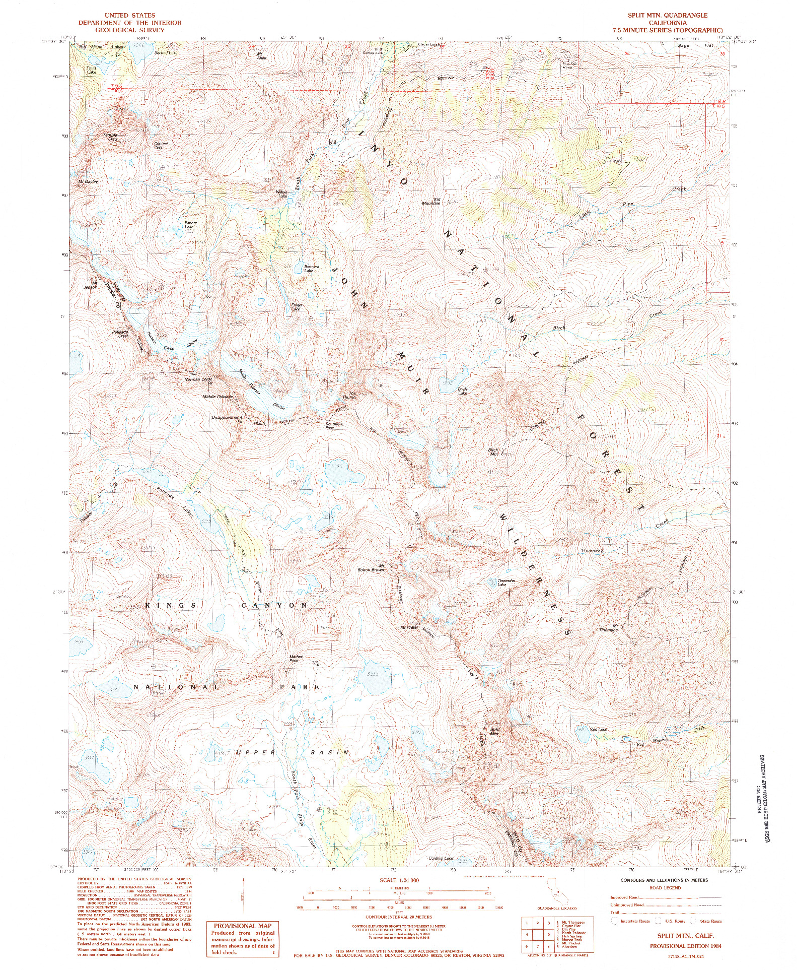 USGS 1:24000-SCALE QUADRANGLE FOR SPLIT MTN., CA 1984