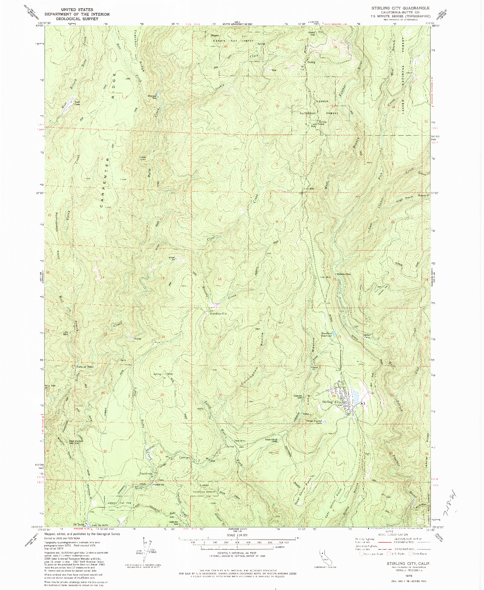 USGS 1:24000-SCALE QUADRANGLE FOR STIRLING CITY, CA 1979