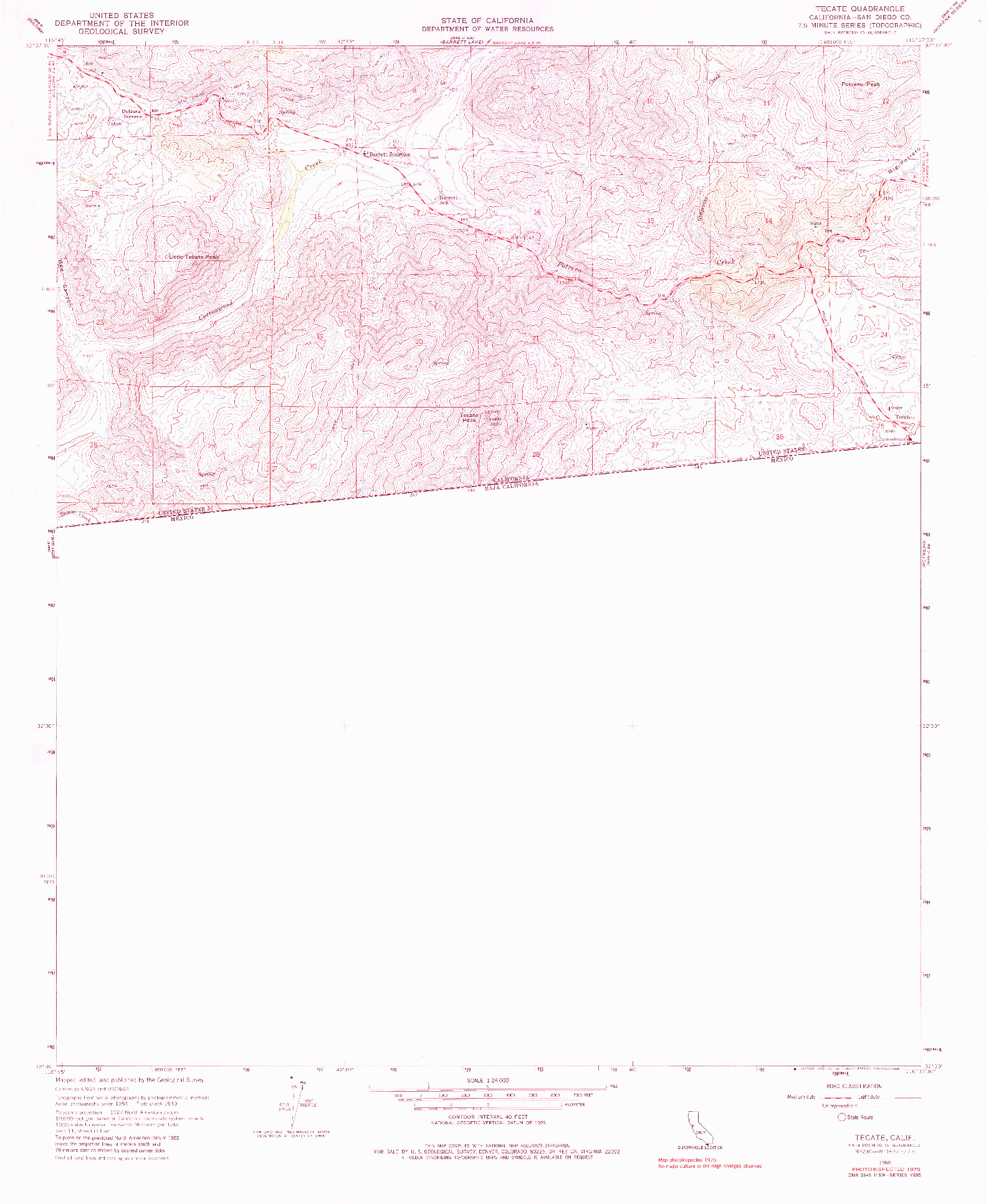 USGS 1:24000-SCALE QUADRANGLE FOR TECATE, CA 1960