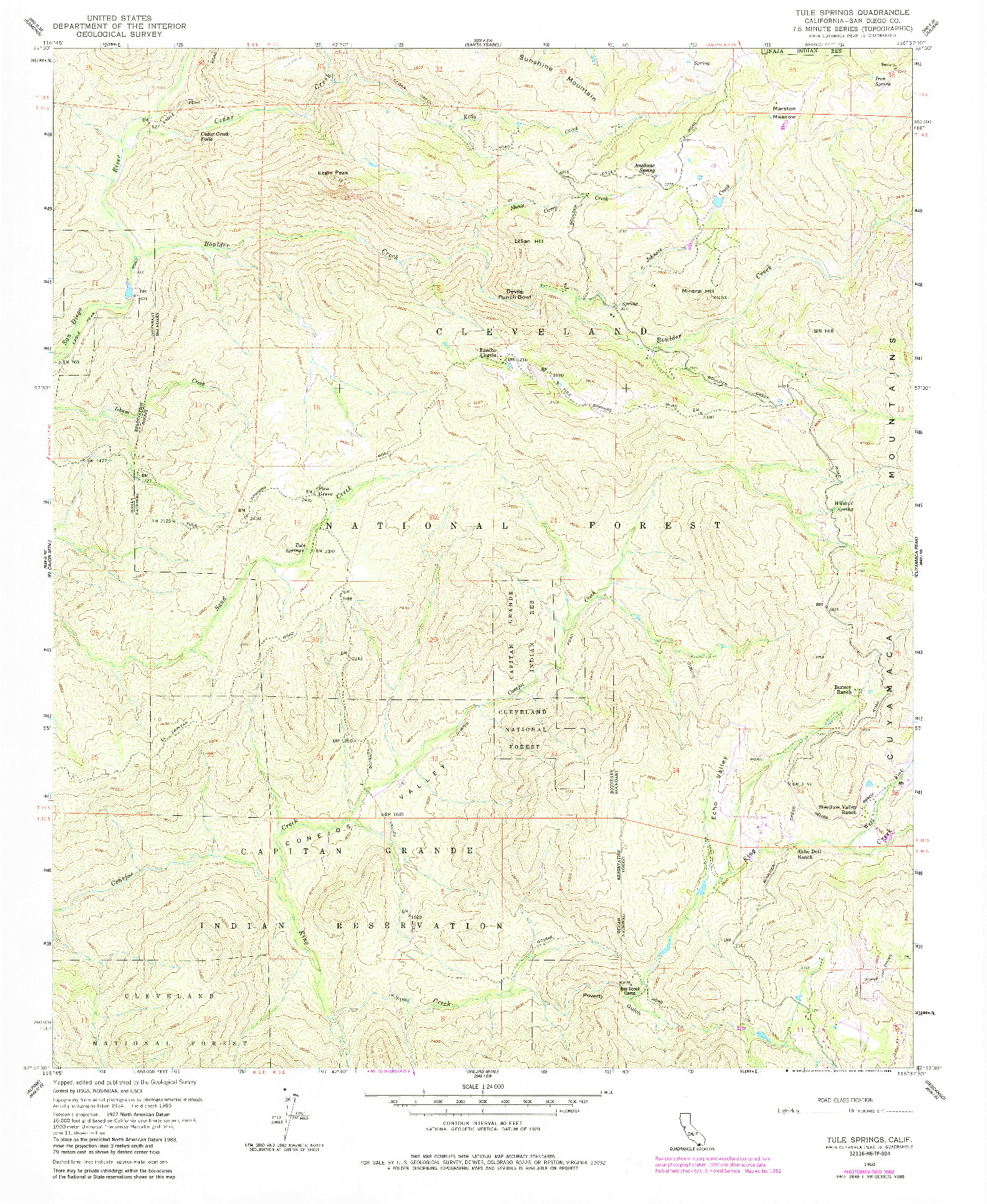 USGS 1:24000-SCALE QUADRANGLE FOR TULE SPRINGS, CA 1960
