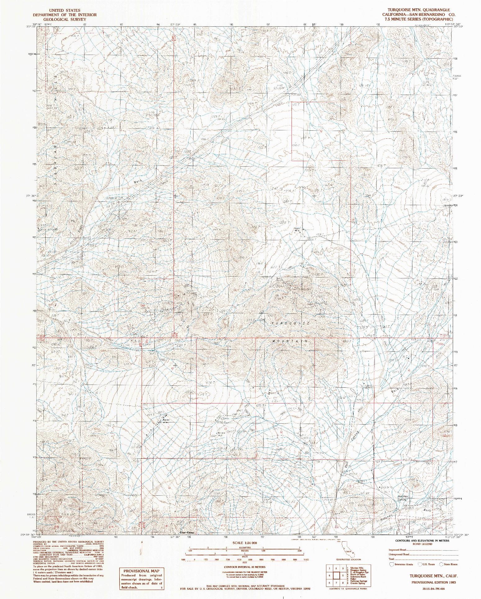 USGS 1:24000-SCALE QUADRANGLE FOR TURQUOISE MTN, CA 1983
