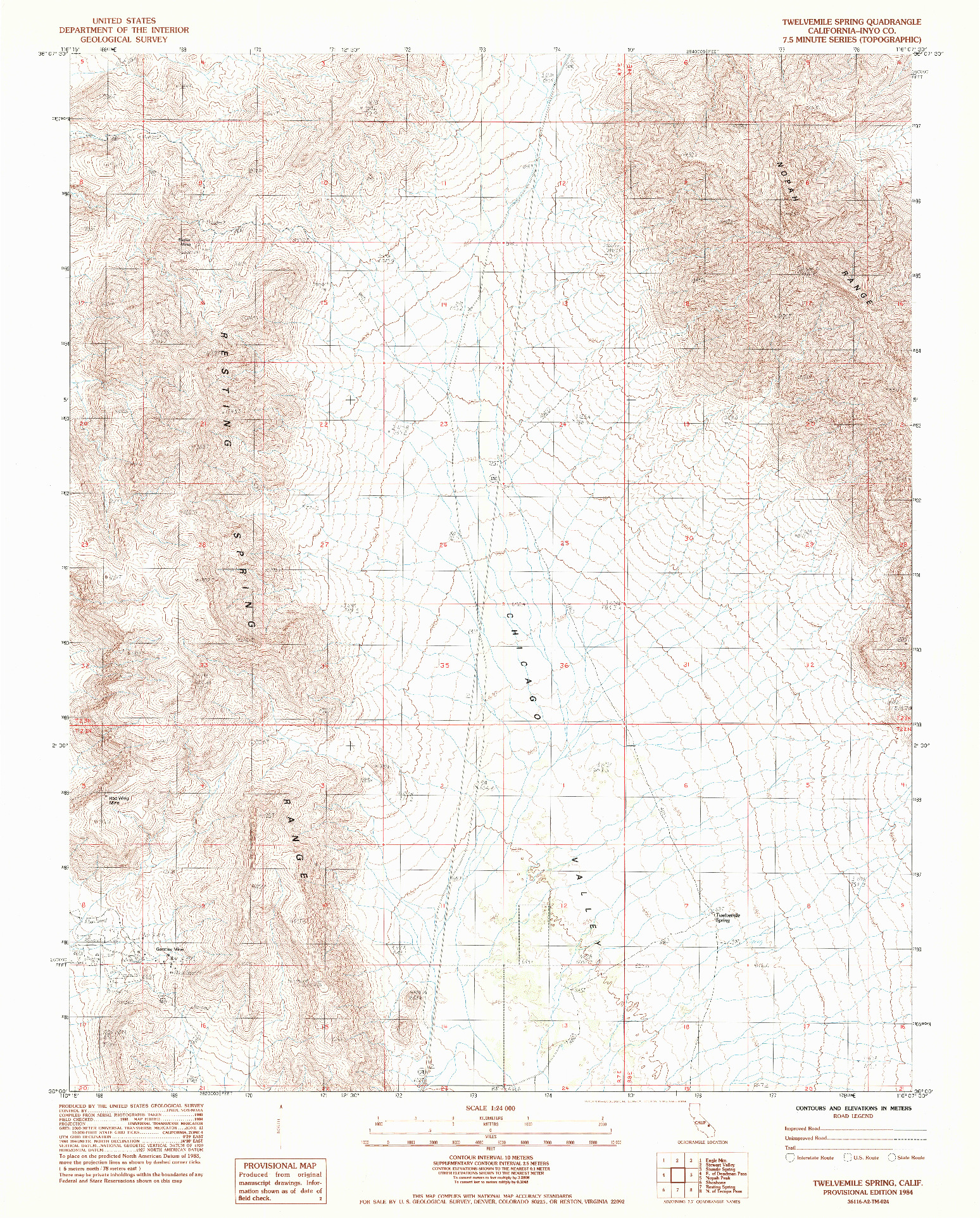 USGS 1:24000-SCALE QUADRANGLE FOR TWELVEMILE SPRING, CA 1984