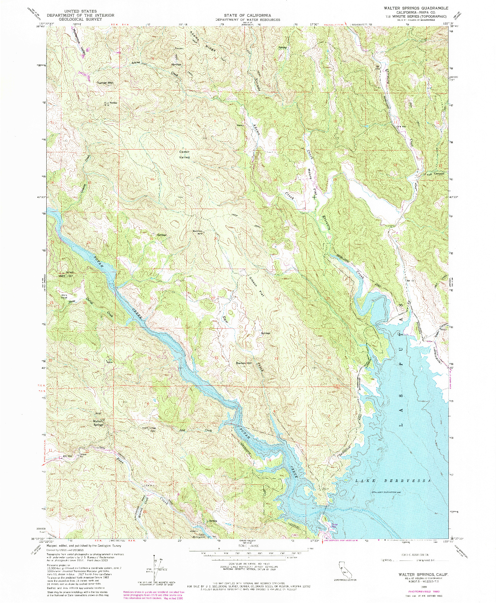 USGS 1:24000-SCALE QUADRANGLE FOR WALTER SPRINGS, CA 1959