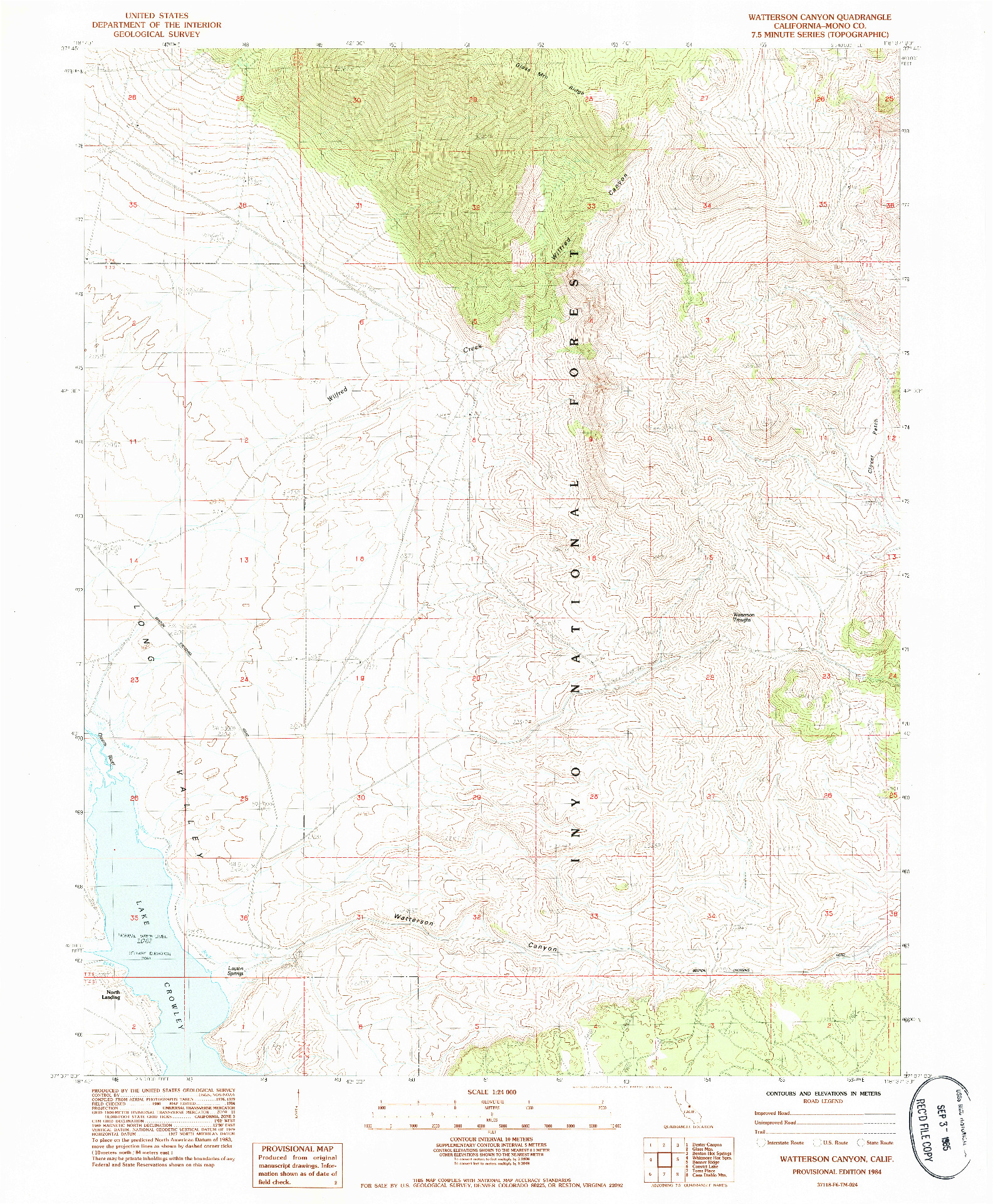 USGS 1:24000-SCALE QUADRANGLE FOR WATTERSON CANYON, CA 1984