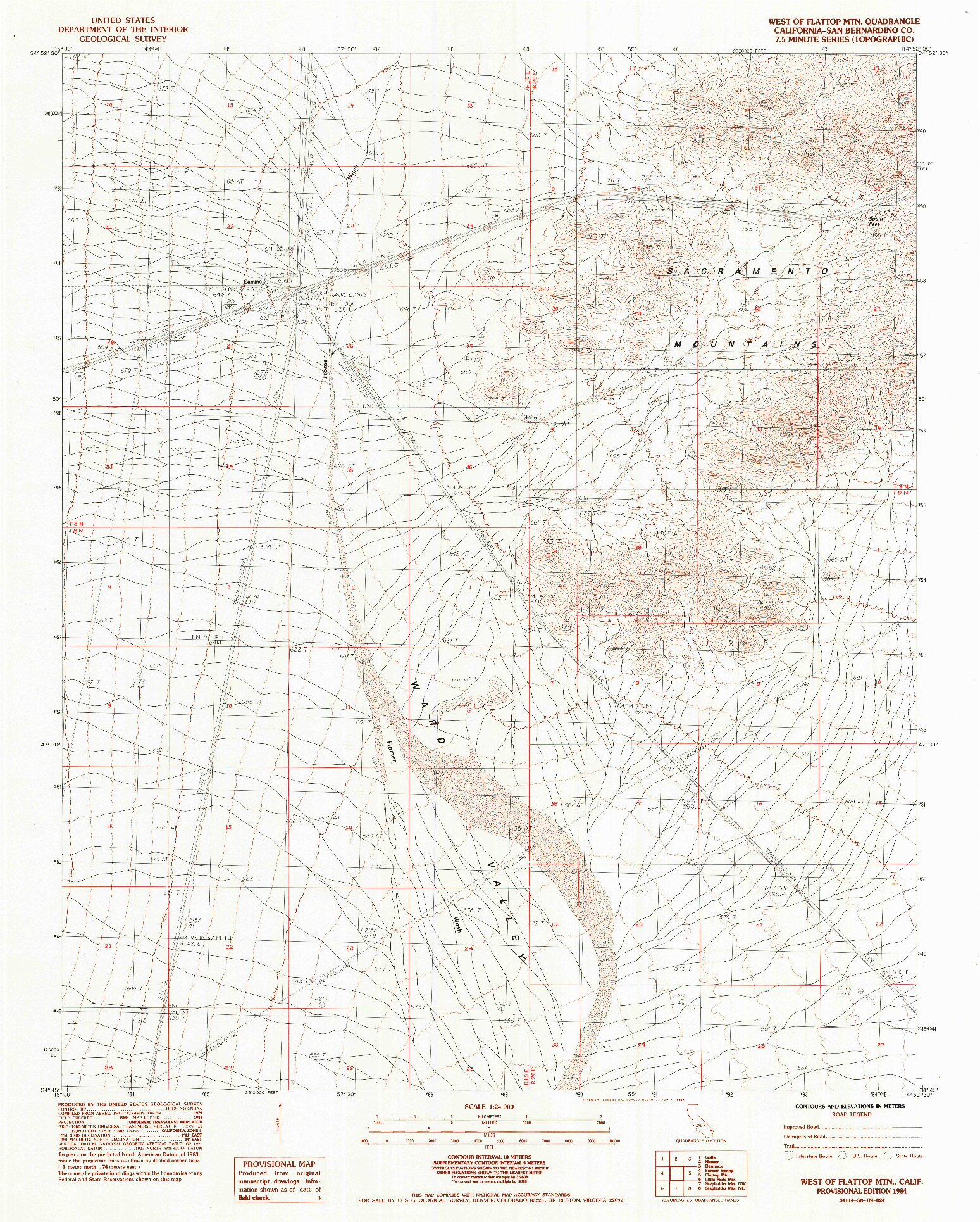 USGS 1:24000-SCALE QUADRANGLE FOR WEST OF FLATTOP MTN, CA 1984