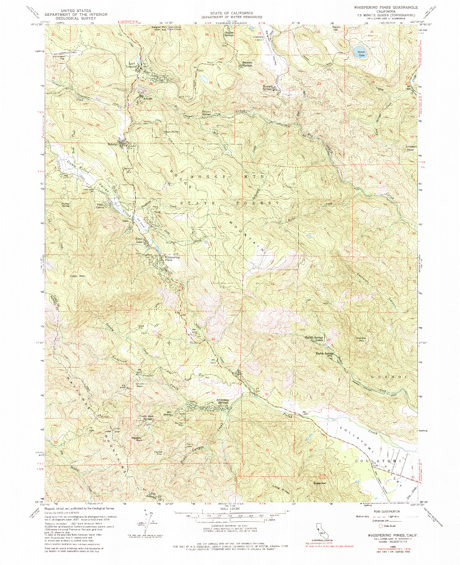 USGS 1:24000-SCALE QUADRANGLE FOR WHISPERING PINES, CA 1958