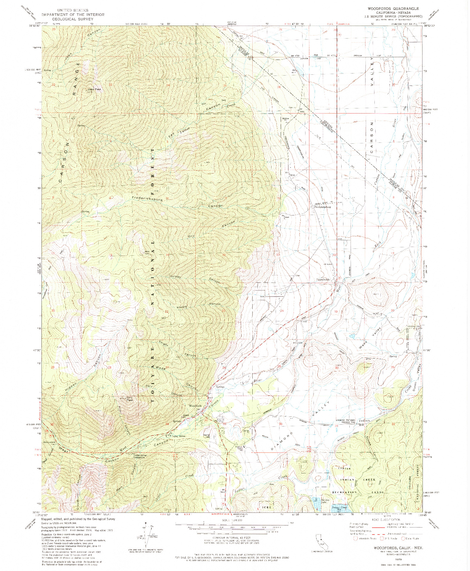 USGS 1:24000-SCALE QUADRANGLE FOR WOODFORDS, CA 1979