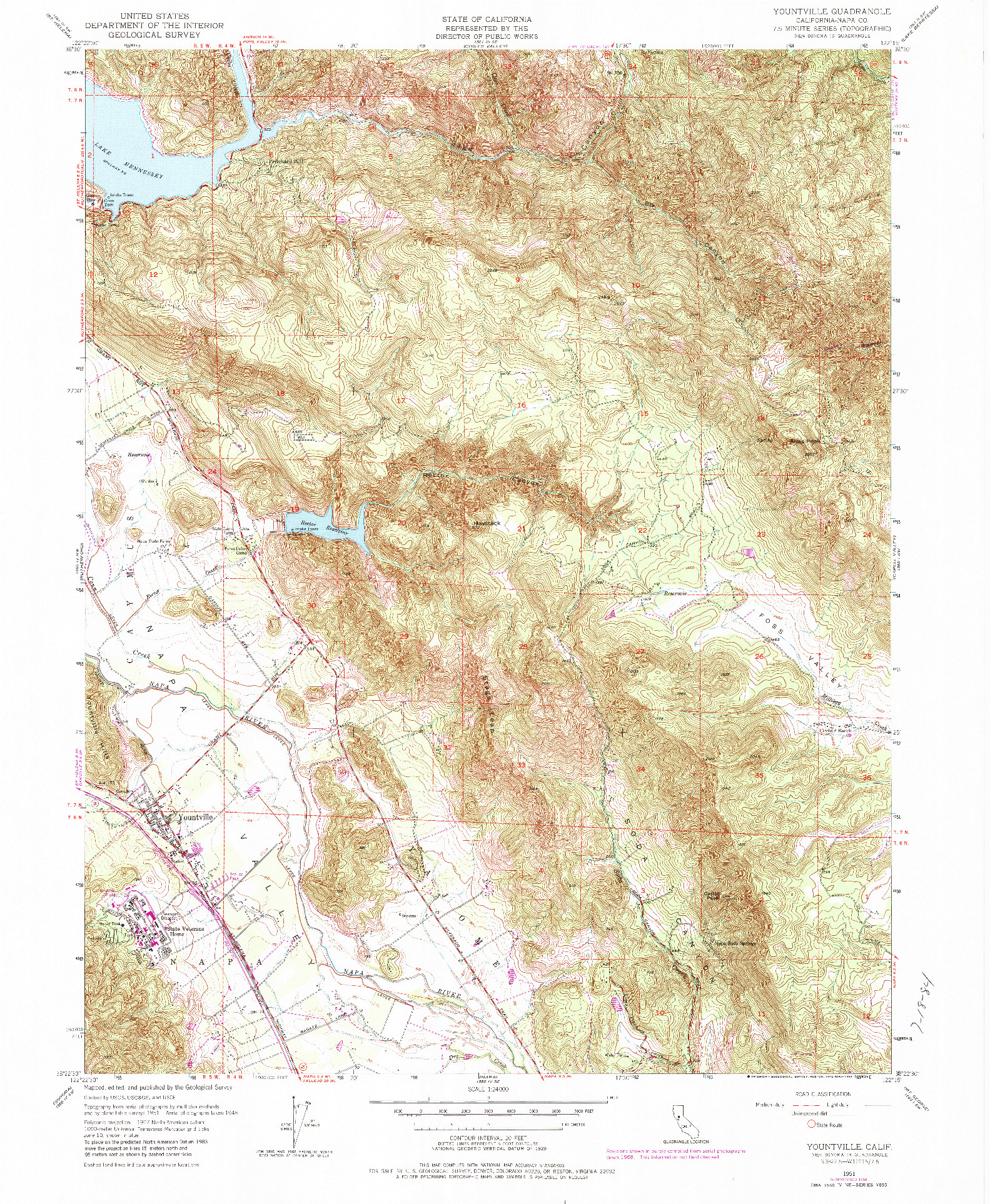 USGS 1:24000-SCALE QUADRANGLE FOR YOUNTVILLE, CA 1951