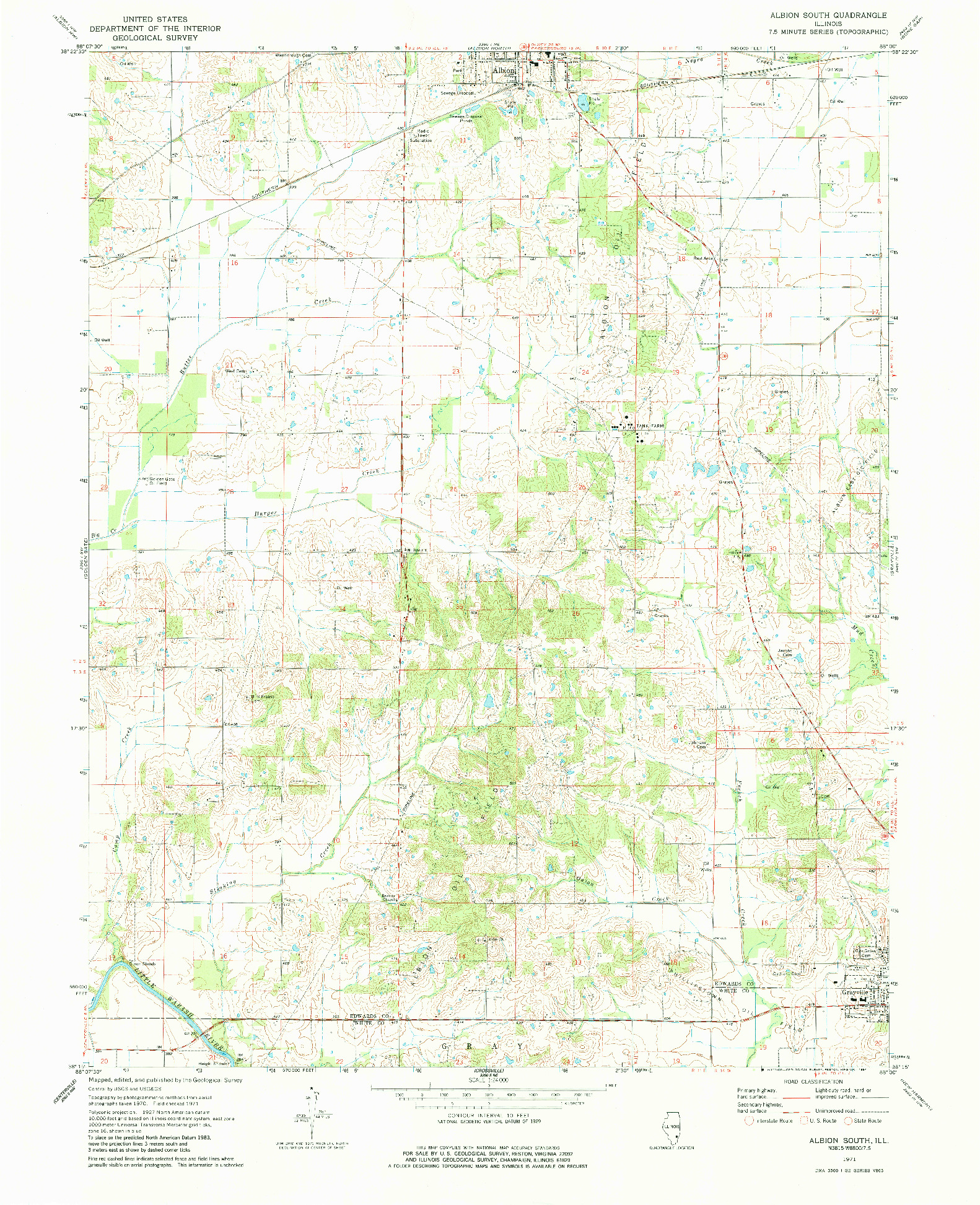 USGS 1:24000-SCALE QUADRANGLE FOR ALBION SOUTH, IL 1971