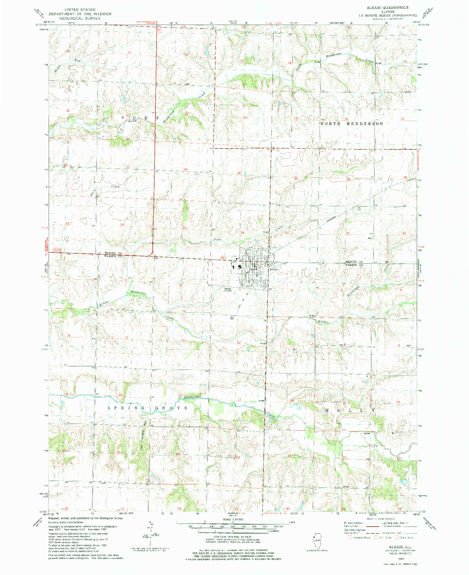 USGS 1:24000-SCALE QUADRANGLE FOR ALEXIS, IL 1982