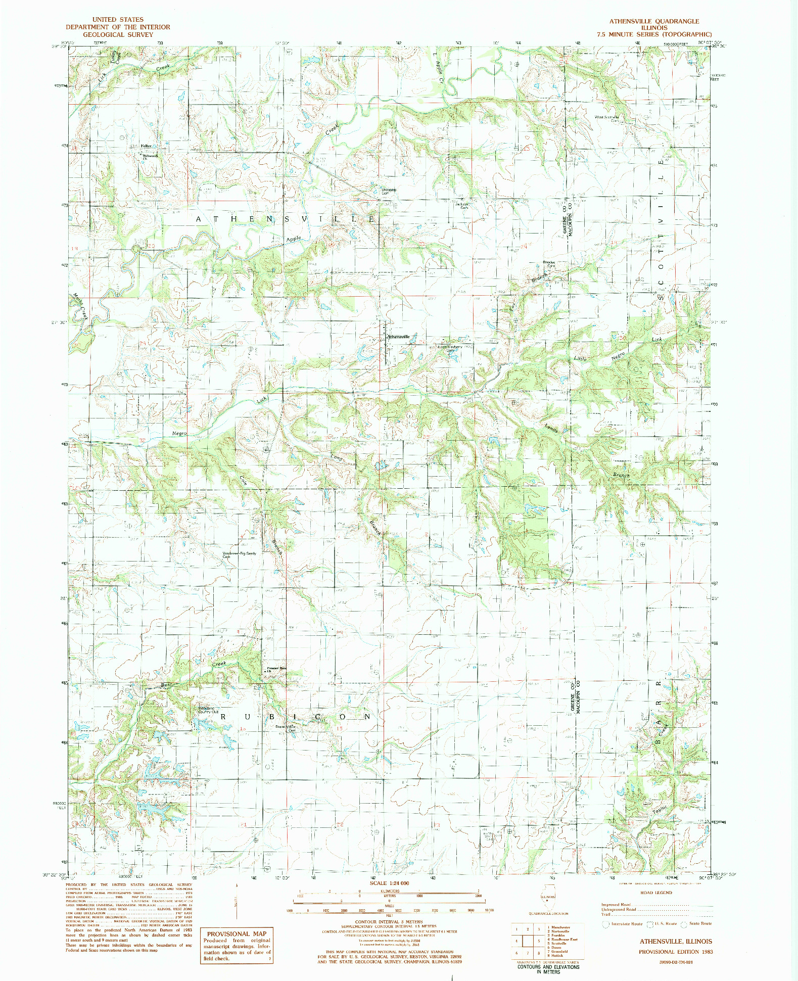 USGS 1:24000-SCALE QUADRANGLE FOR ATHENSVILLE, IL 1983
