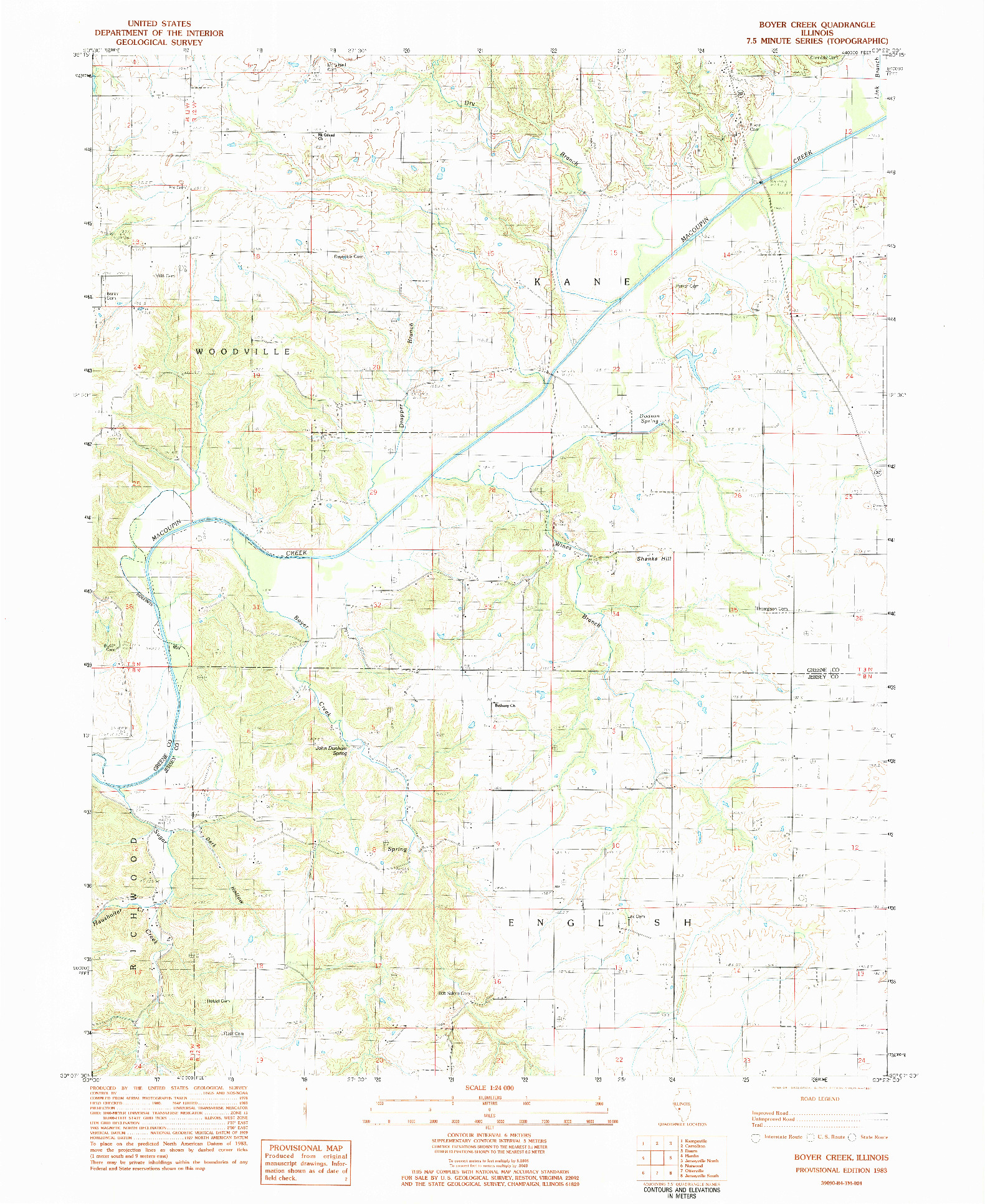 USGS 1:24000-SCALE QUADRANGLE FOR BOYER CREEK, IL 1983