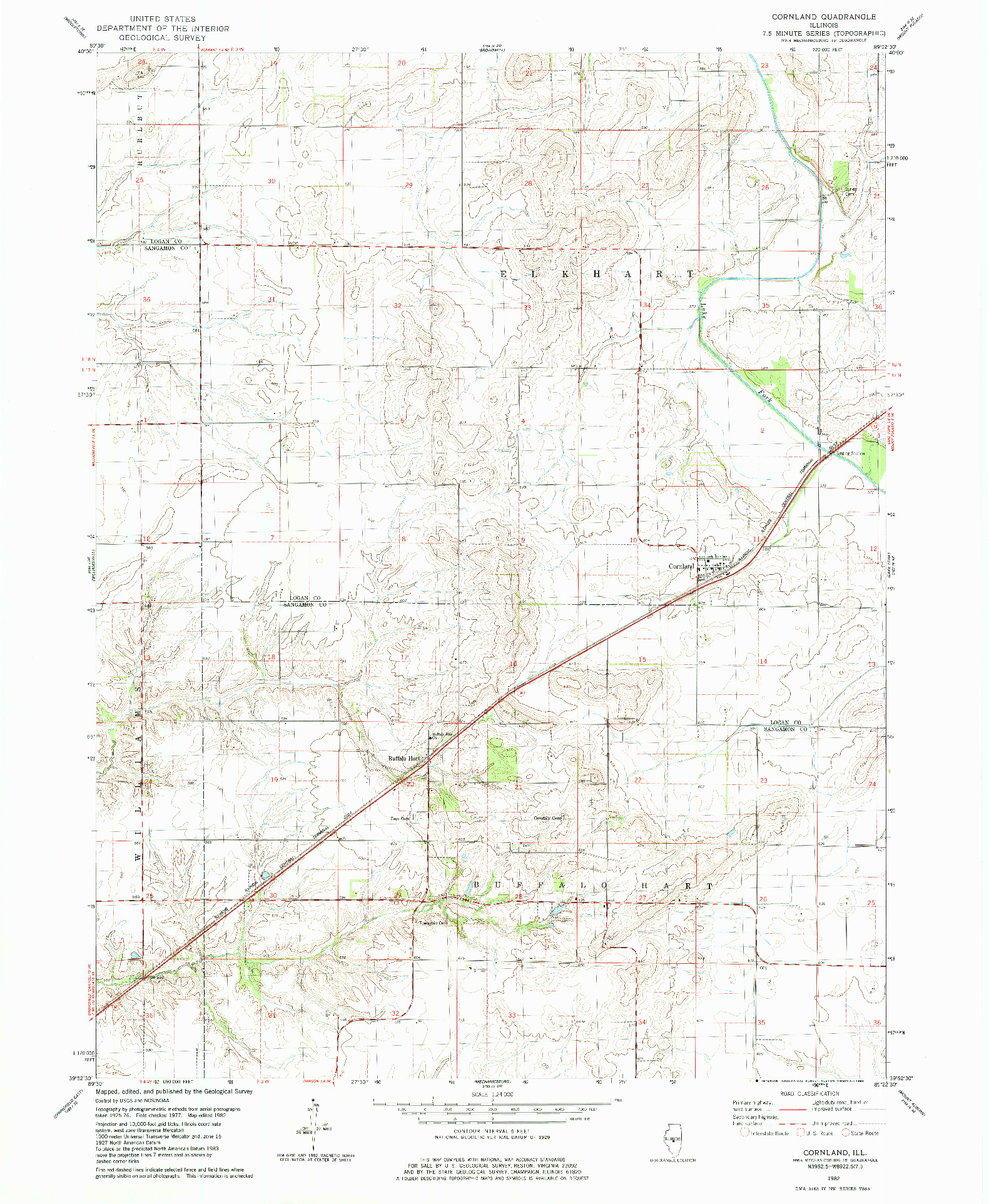 USGS 1:24000-SCALE QUADRANGLE FOR CORNLAND, IL 1982