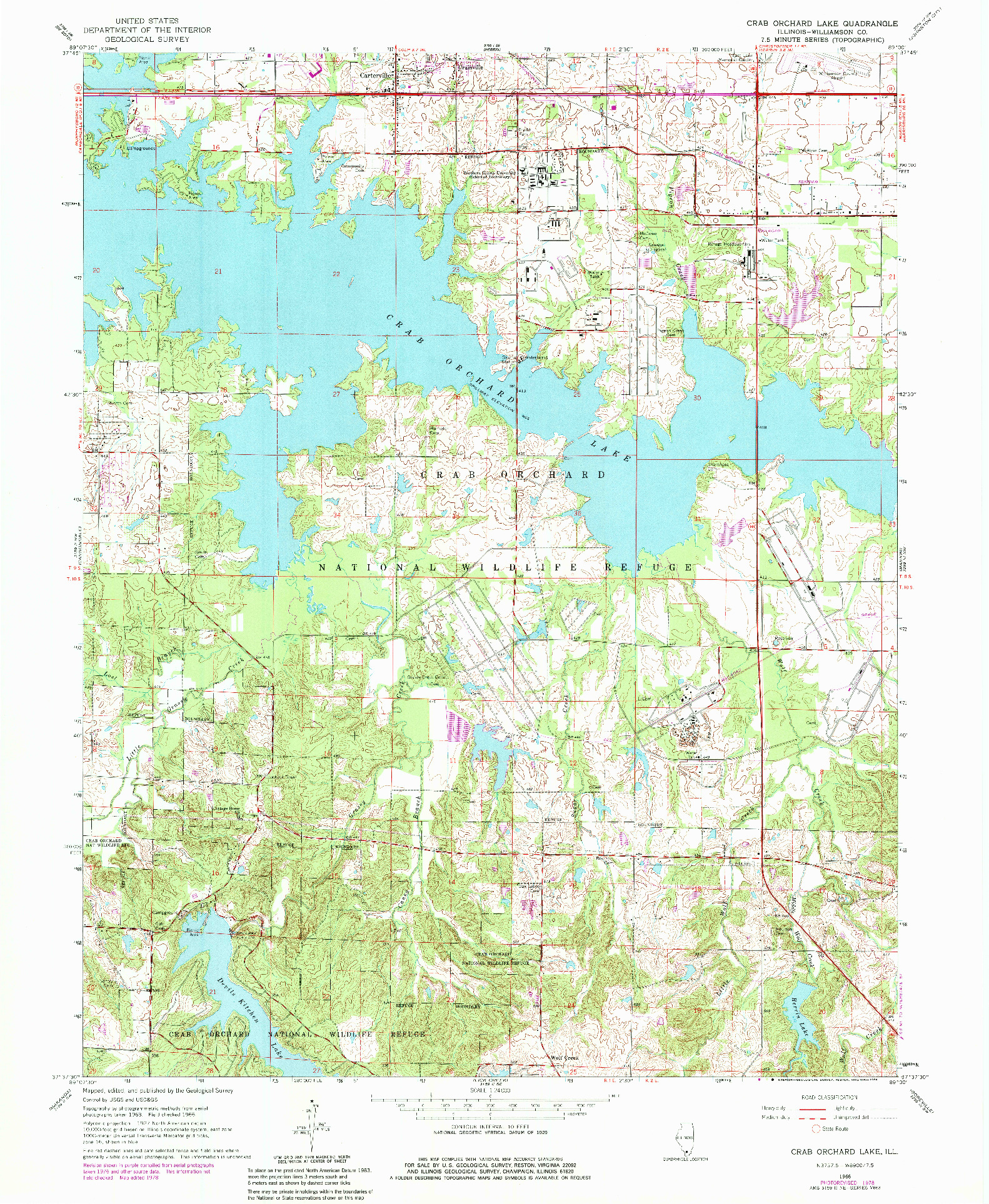 USGS 1:24000-SCALE QUADRANGLE FOR CRAB ORCHARD LAKE, IL 1966