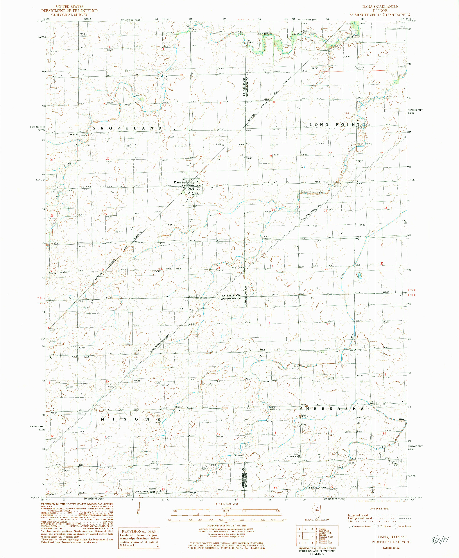 USGS 1:24000-SCALE QUADRANGLE FOR DANA, IL 1983