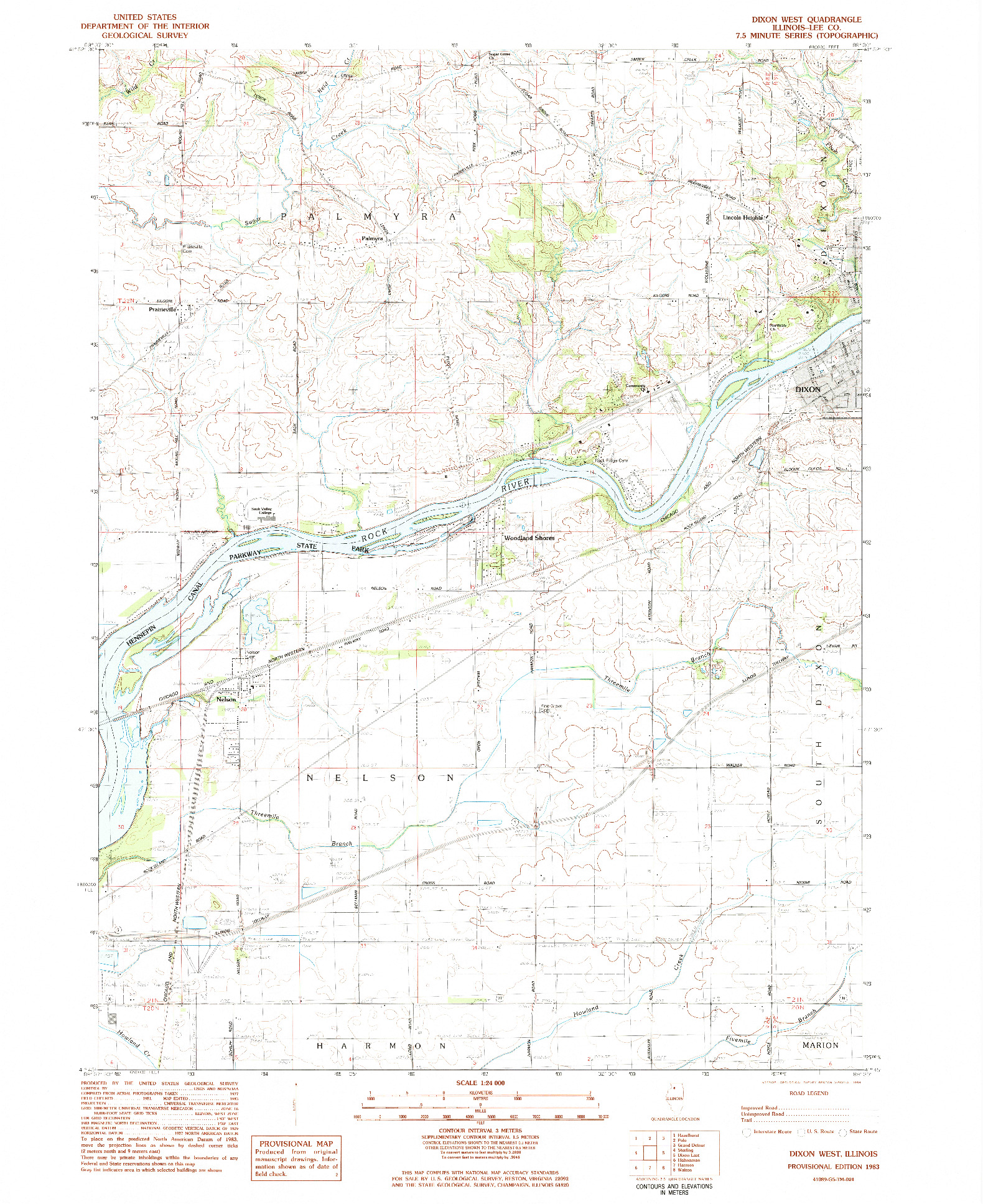 USGS 1:24000-SCALE QUADRANGLE FOR DIXON WEST, IL 1983