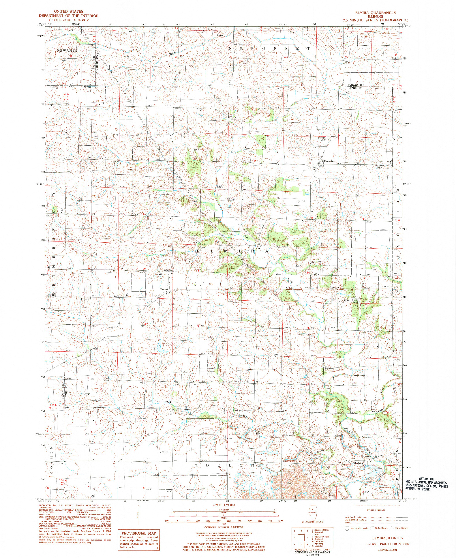 USGS 1:24000-SCALE QUADRANGLE FOR ELMIRA, IL 1983