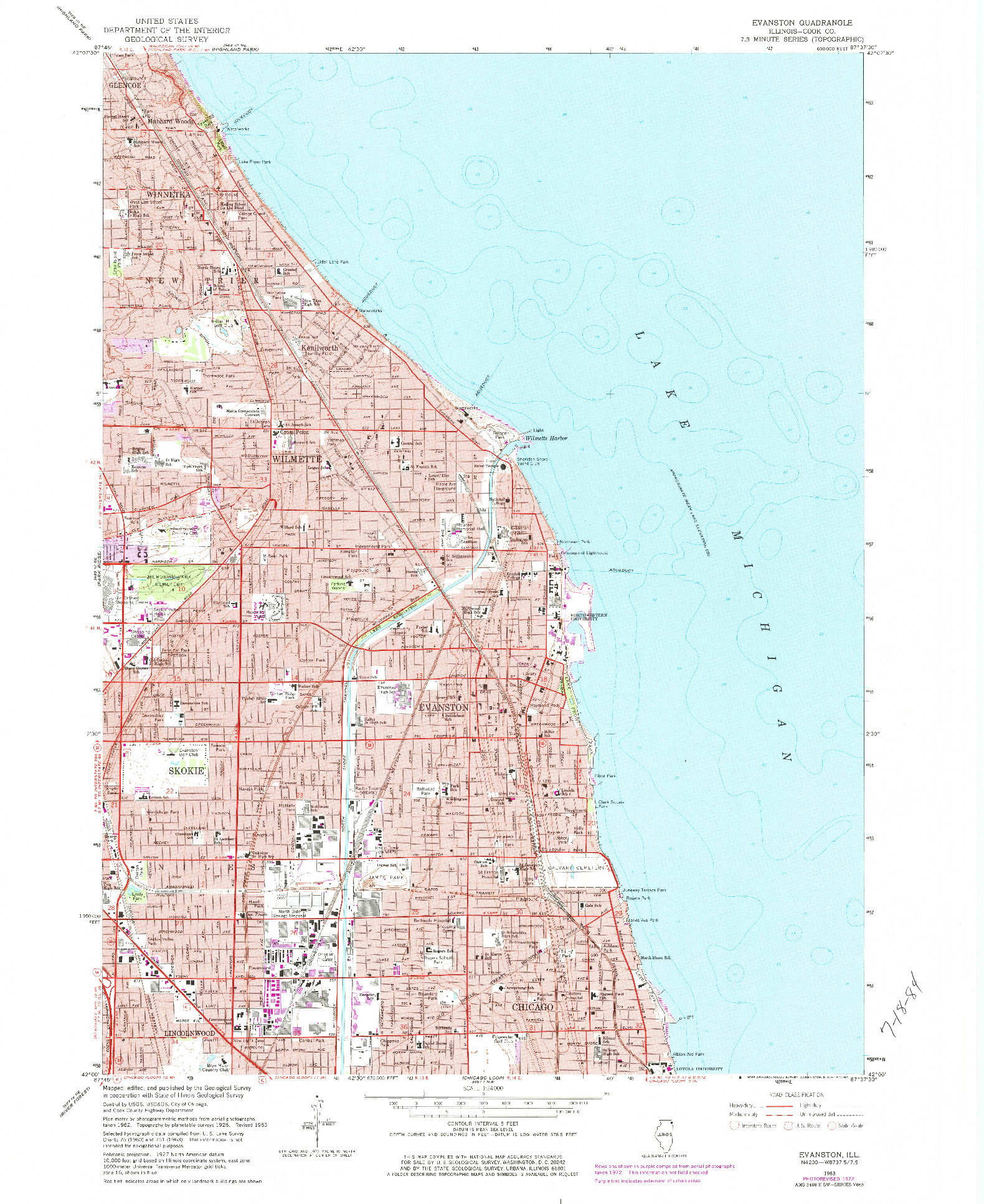 USGS 1:24000-SCALE QUADRANGLE FOR EVANSTON, IL 1963