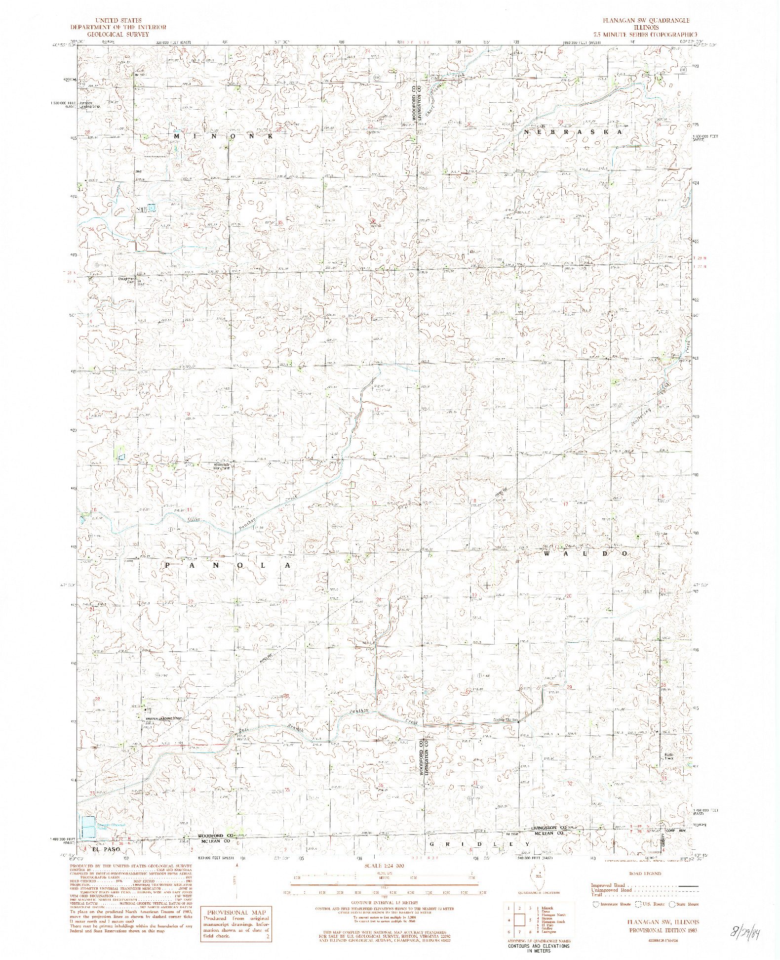 USGS 1:24000-SCALE QUADRANGLE FOR FLANAGAN SW, IL 1983