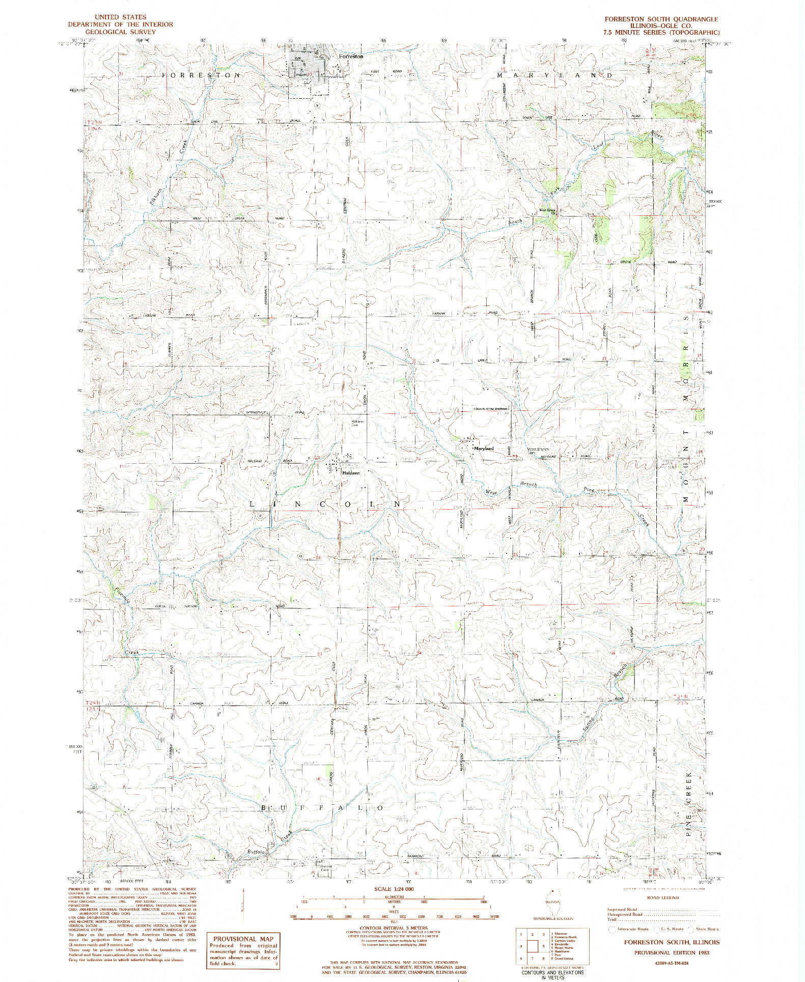 USGS 1:24000-SCALE QUADRANGLE FOR FORRESTON SOUTH, IL 1983