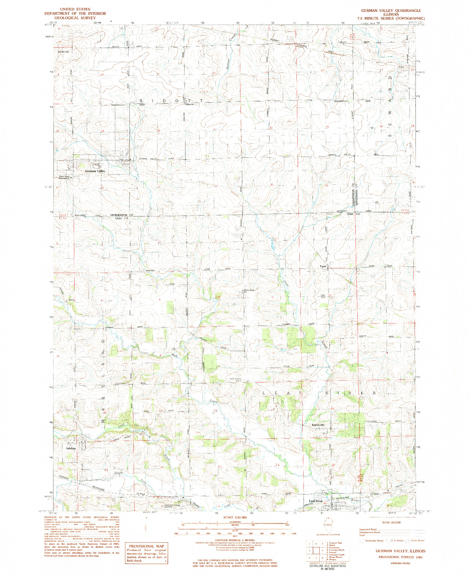 USGS 1:24000-SCALE QUADRANGLE FOR GERMAN VALLEY, IL 1983