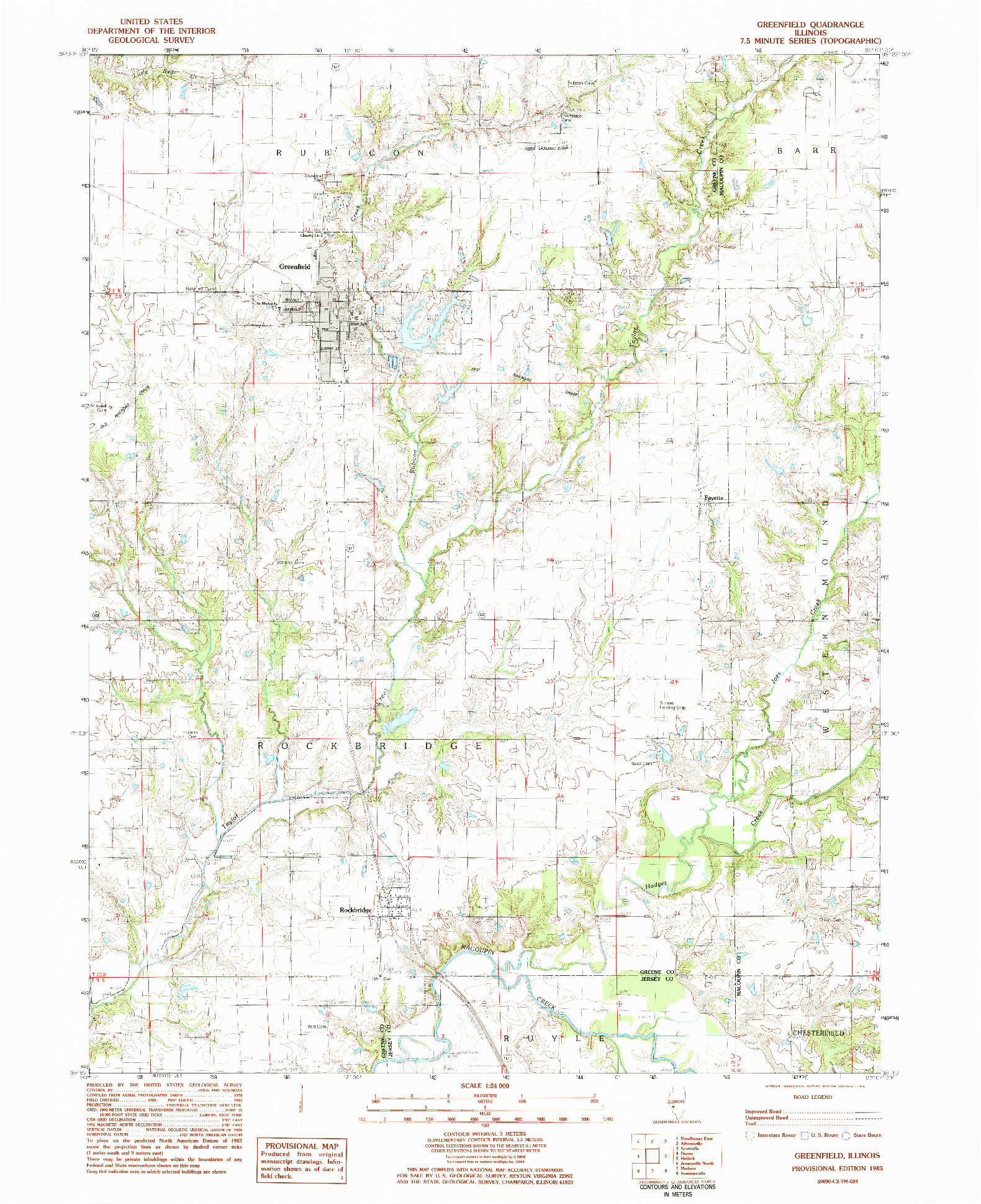 USGS 1:24000-SCALE QUADRANGLE FOR GREENFIELD, IL 1983