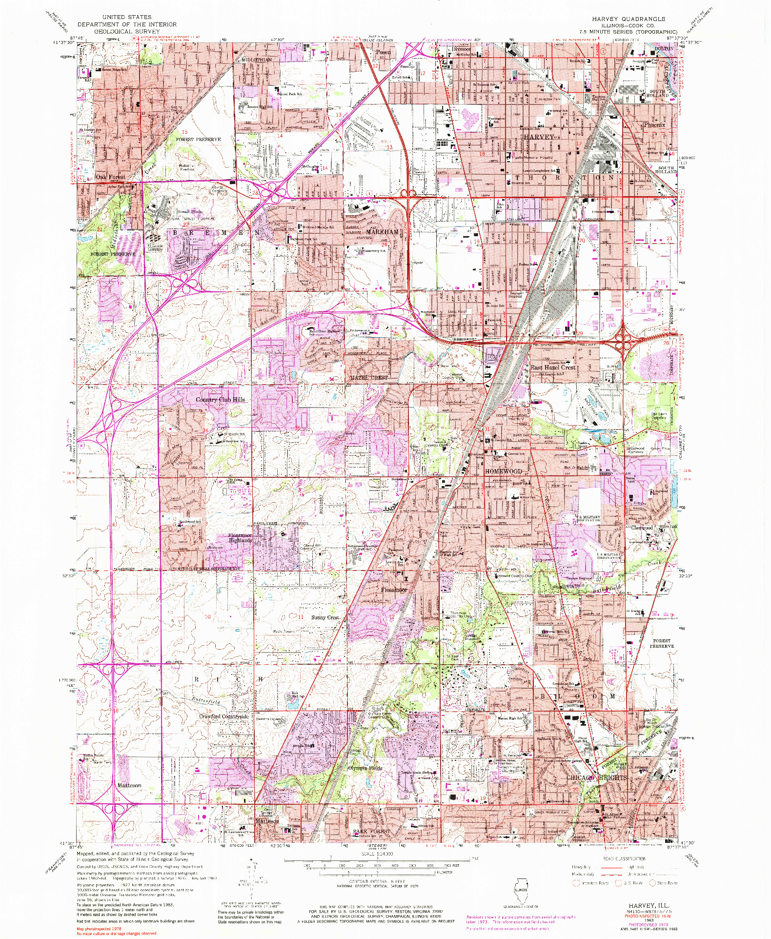 USGS 1:24000-SCALE QUADRANGLE FOR HARVEY, IL 1963