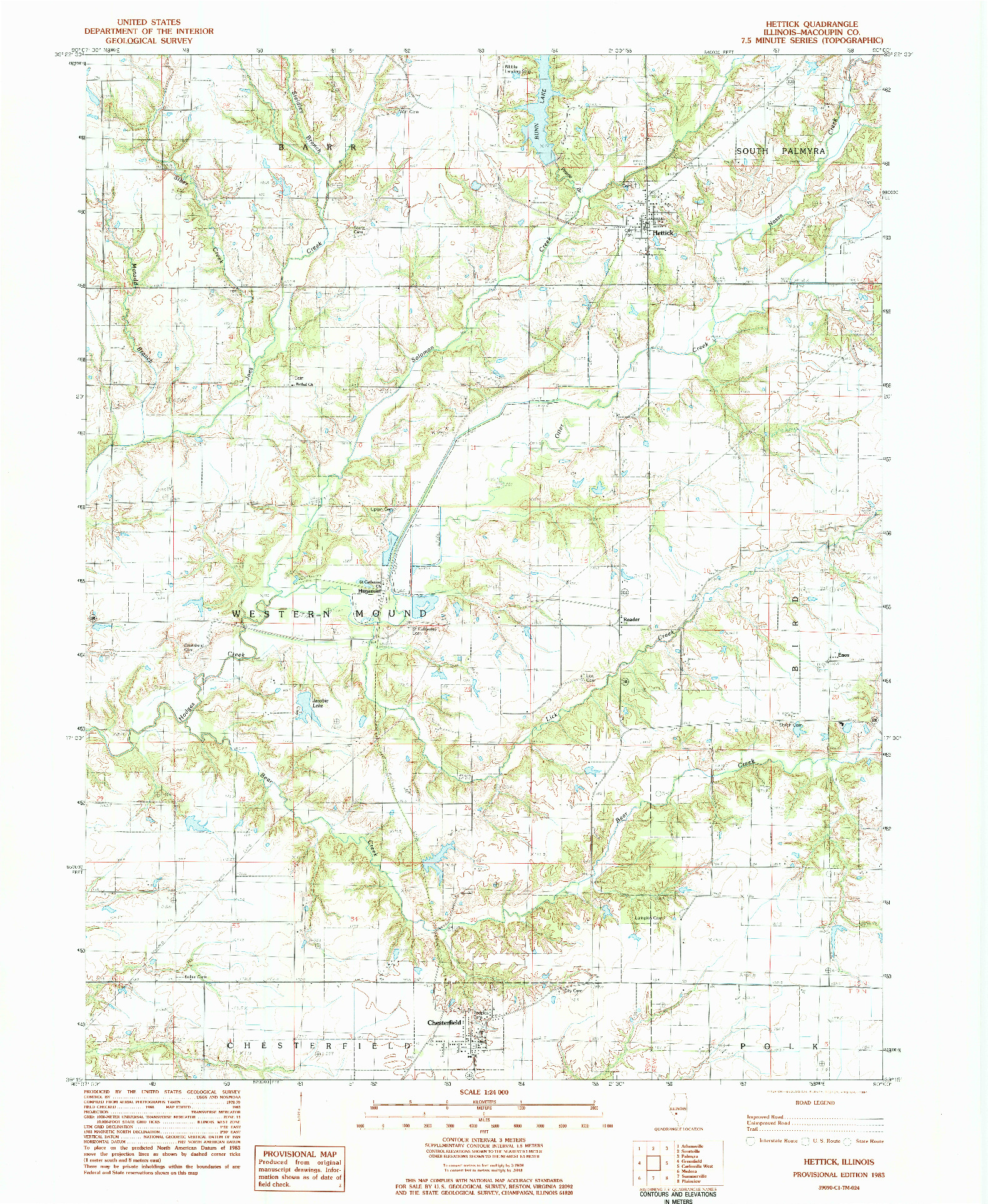 USGS 1:24000-SCALE QUADRANGLE FOR HETTICK, IL 1983
