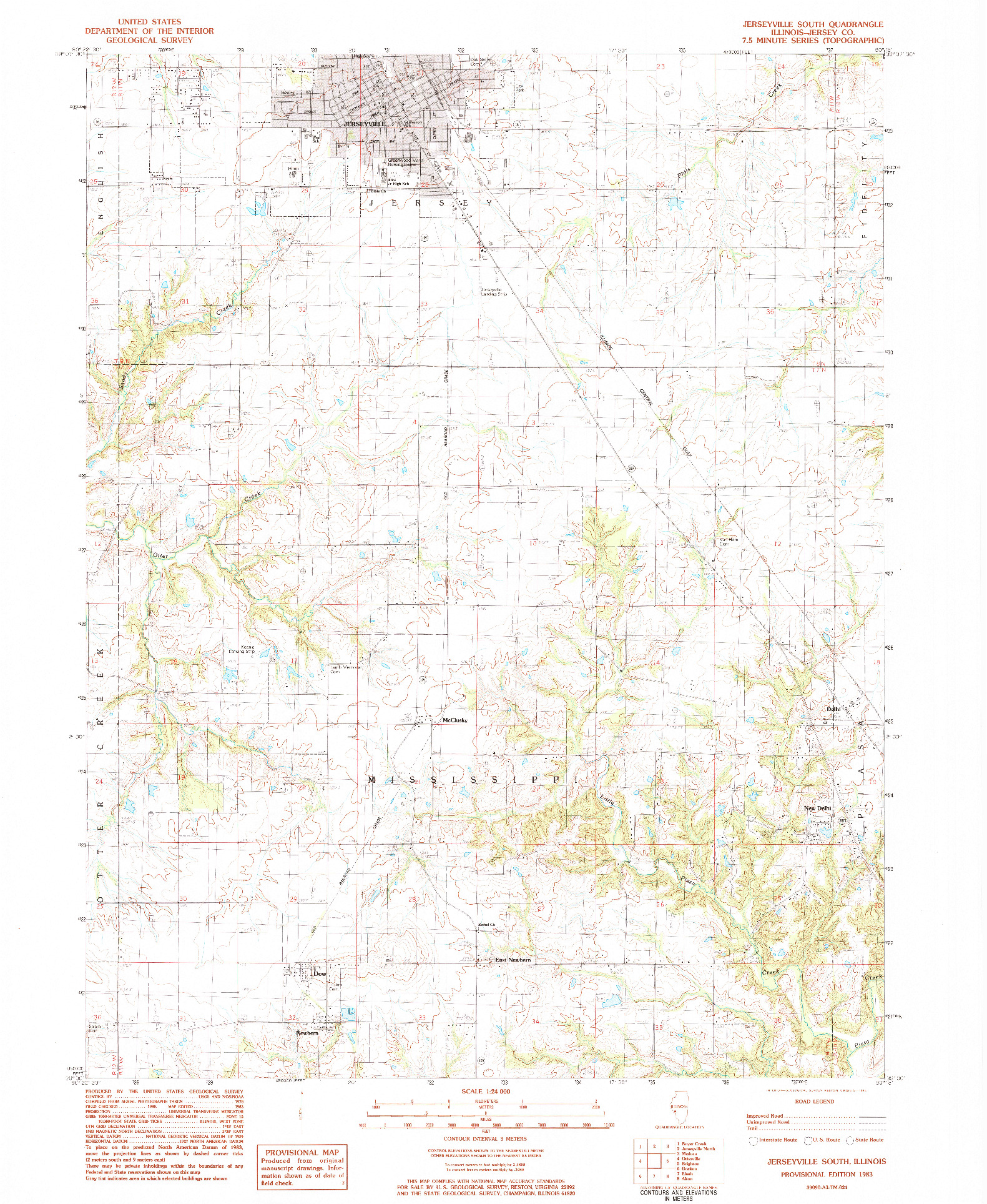 USGS 1:24000-SCALE QUADRANGLE FOR JERSEYVILLE SOUTH, IL 1983