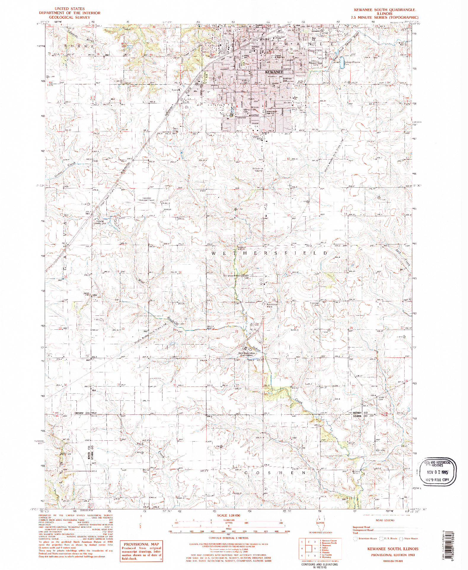 USGS 1:24000-SCALE QUADRANGLE FOR KEWANEE SOUTH, IL 1983