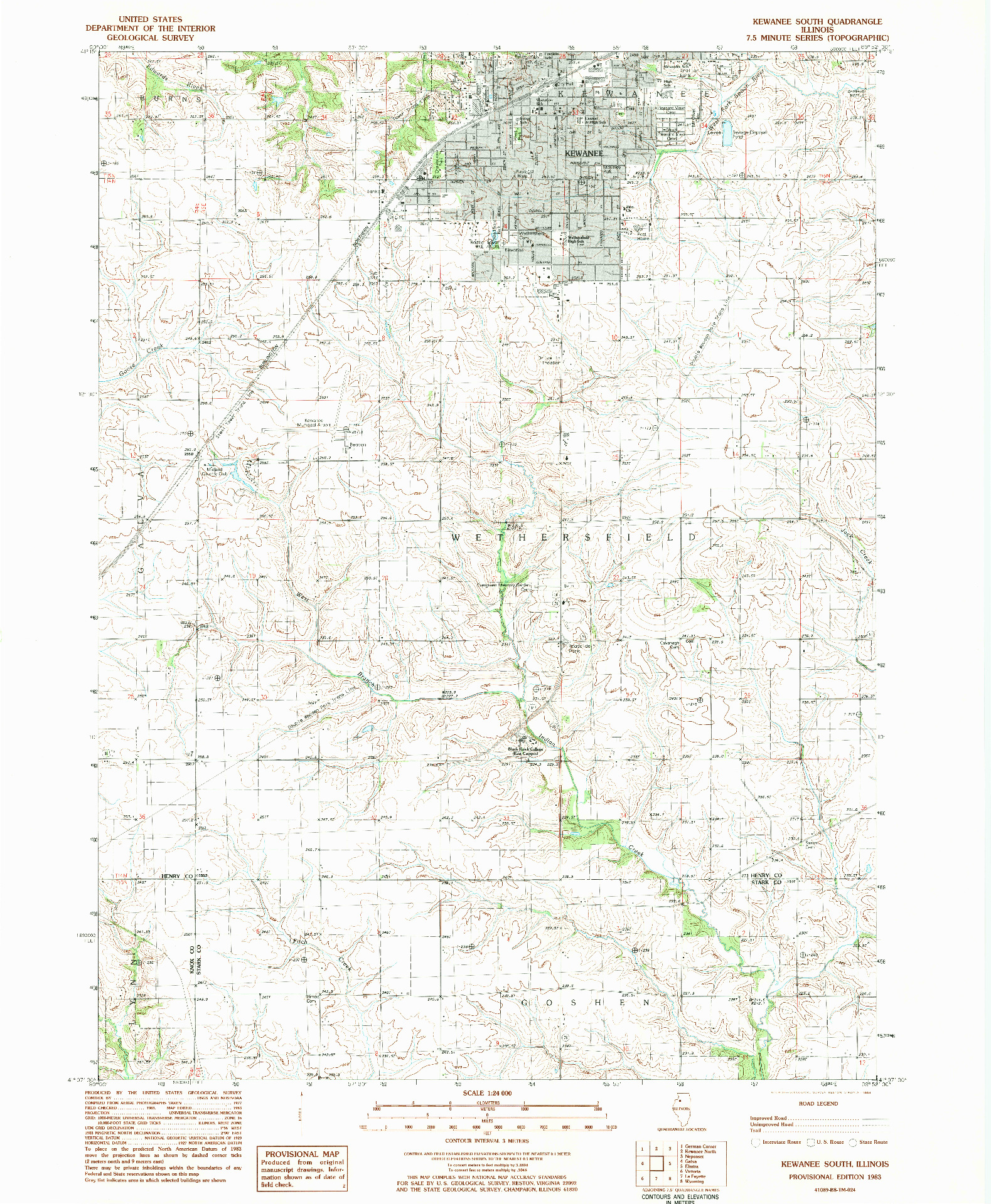 USGS 1:24000-SCALE QUADRANGLE FOR KEWANEE SOUTH, IL 1983