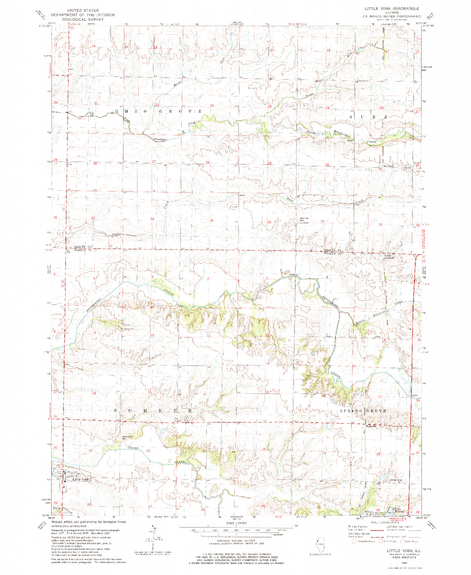 USGS 1:24000-SCALE QUADRANGLE FOR LITTLE YORK, IL 1982