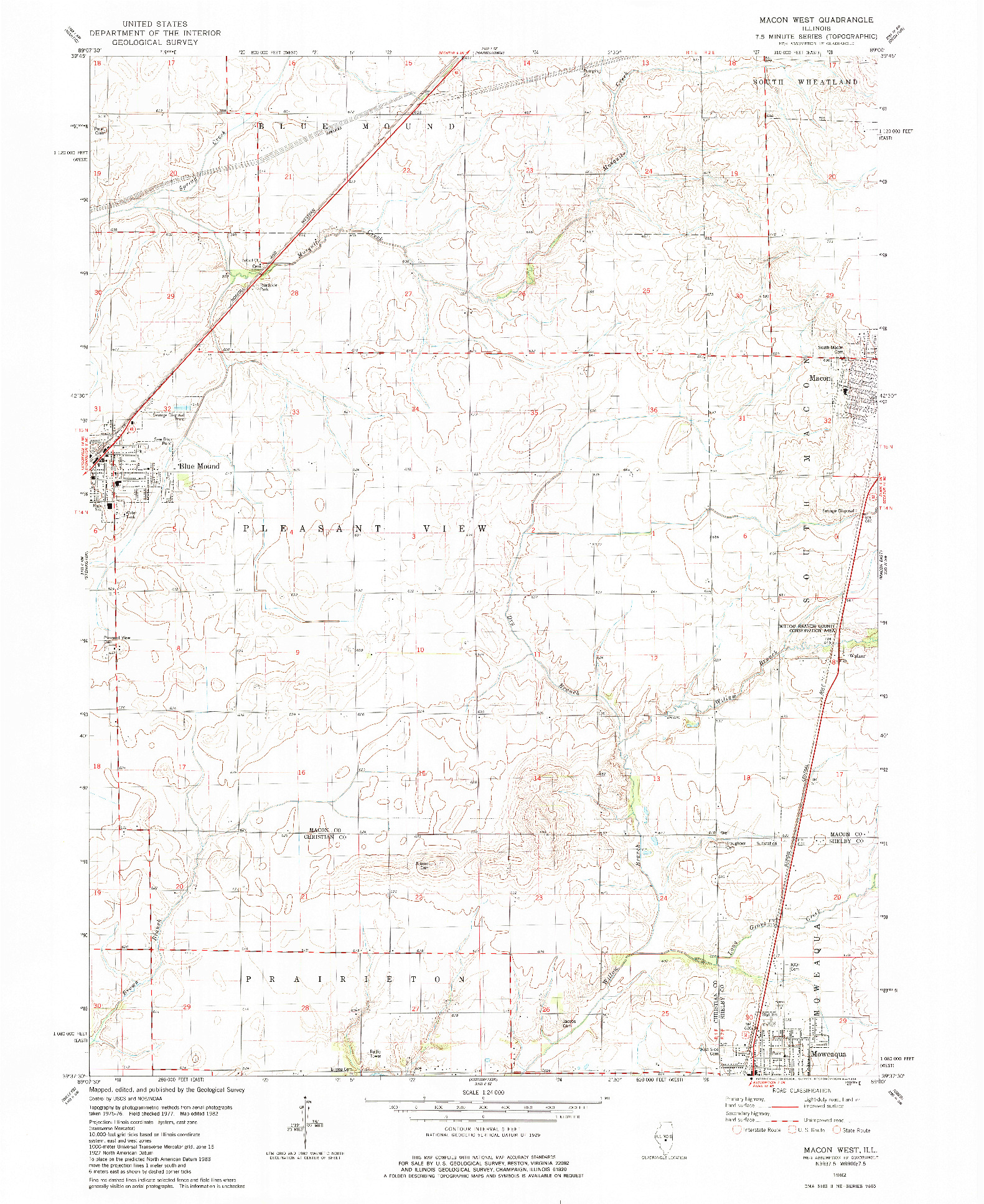 USGS 1:24000-SCALE QUADRANGLE FOR MACON WEST, IL 1982