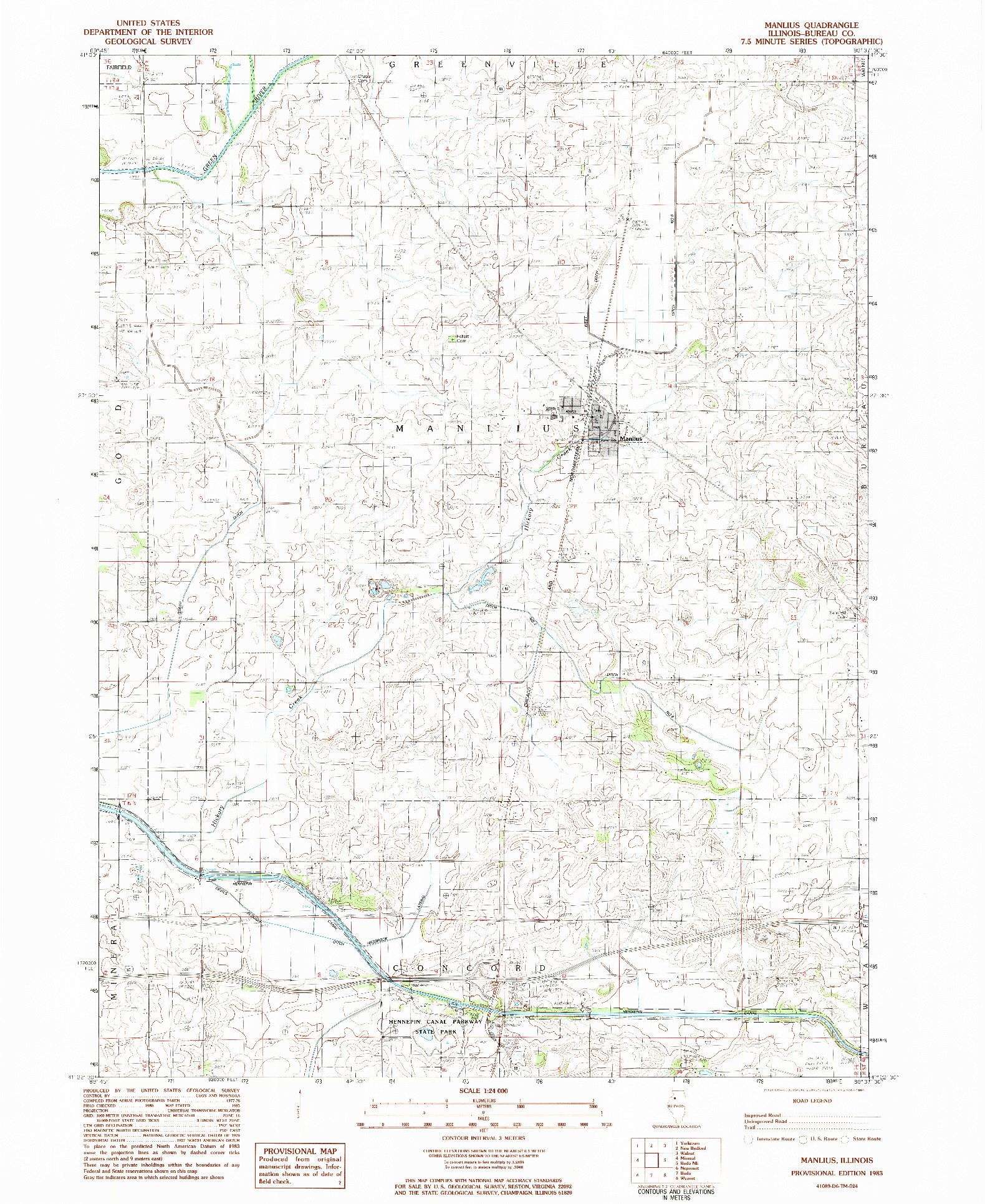 USGS 1:24000-SCALE QUADRANGLE FOR MANLIUS, IL 1983