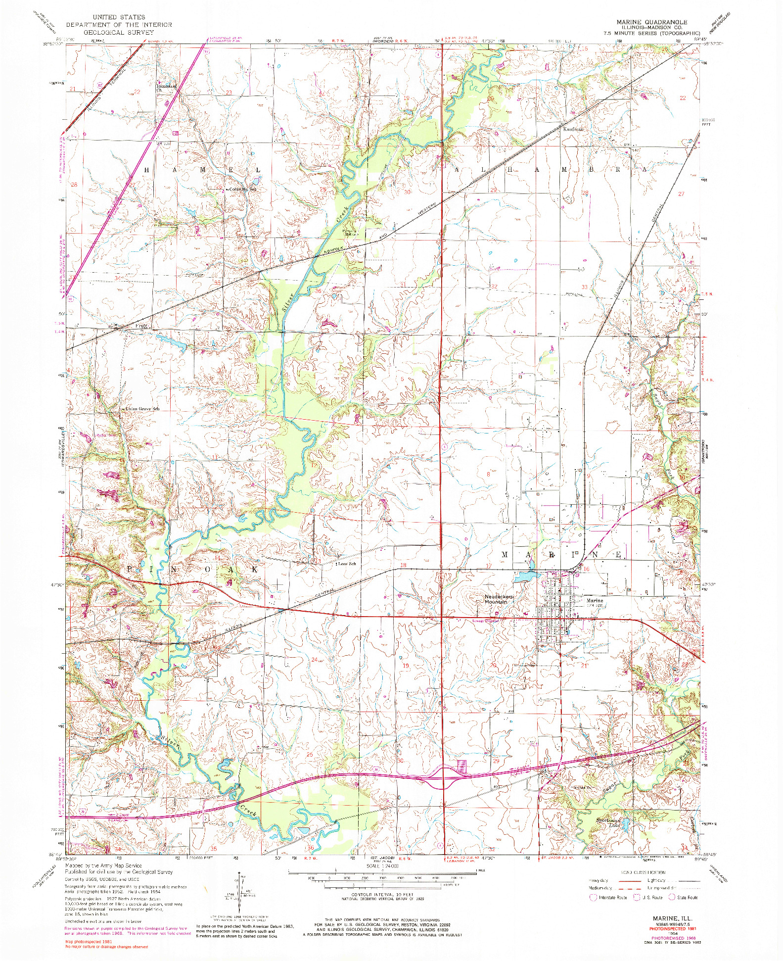 USGS 1:24000-SCALE QUADRANGLE FOR MARINE, IL 1954