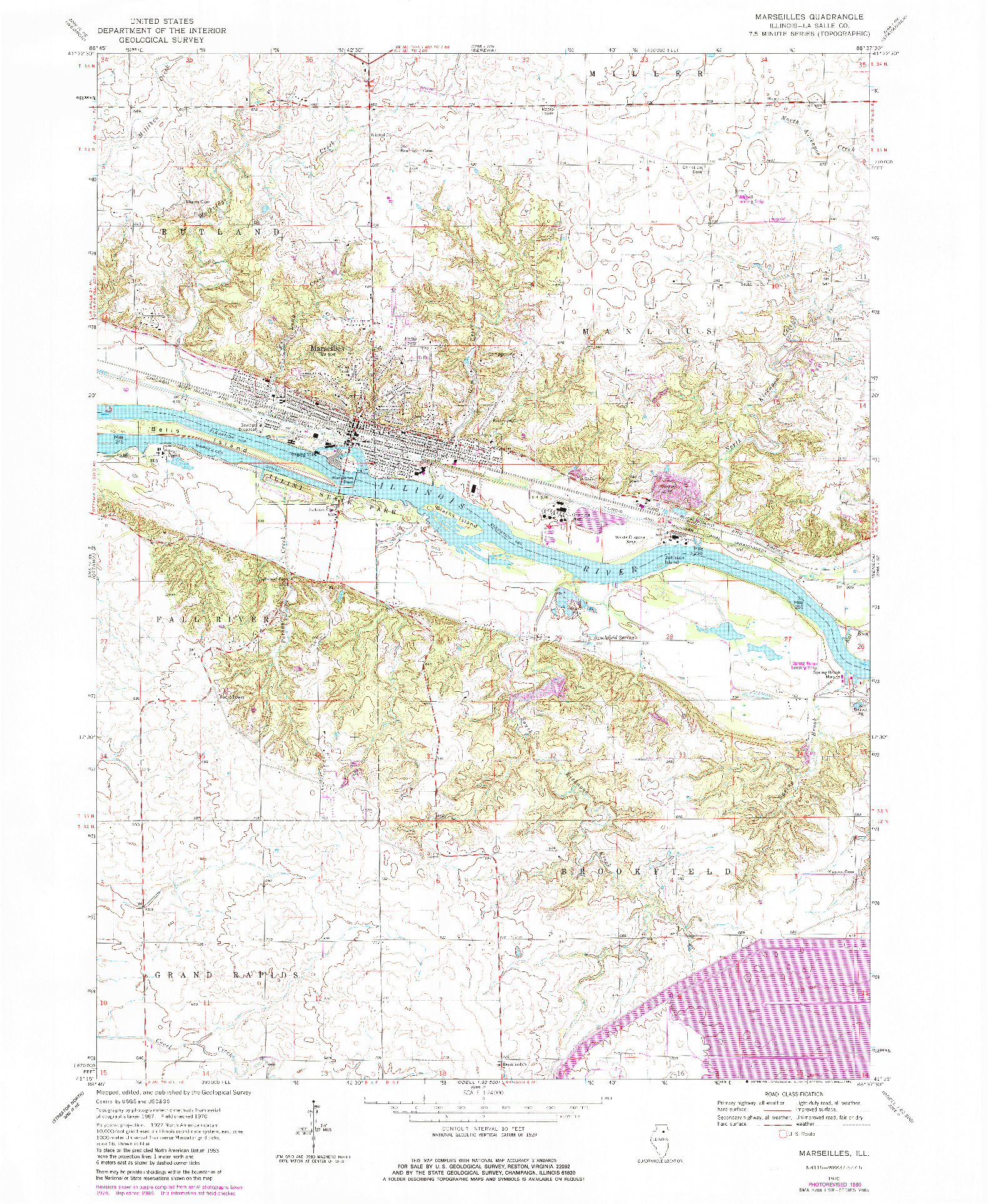 USGS 1:24000-SCALE QUADRANGLE FOR MARSEILLES, IL 1970