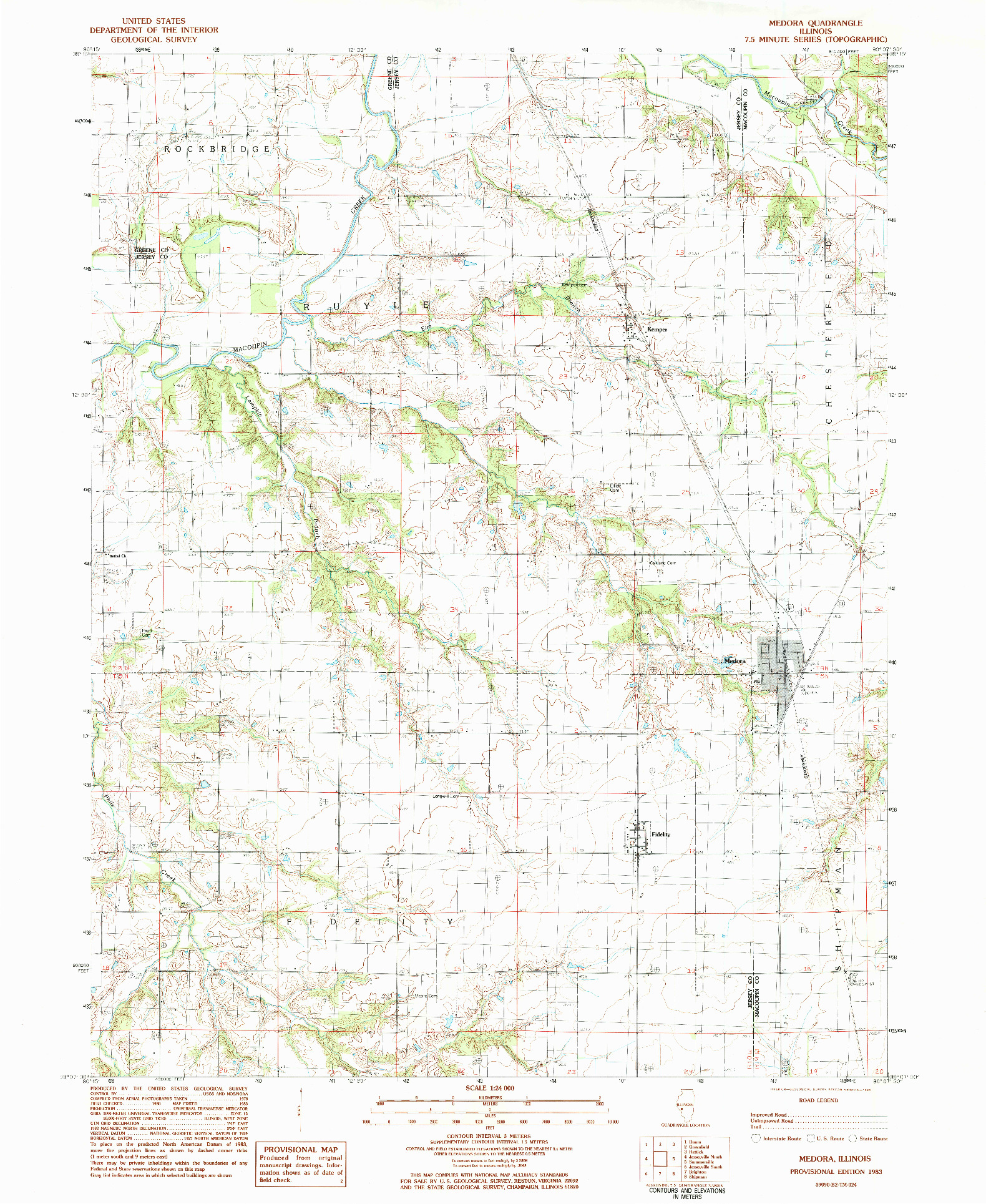 USGS 1:24000-SCALE QUADRANGLE FOR MEDORA, IL 1983