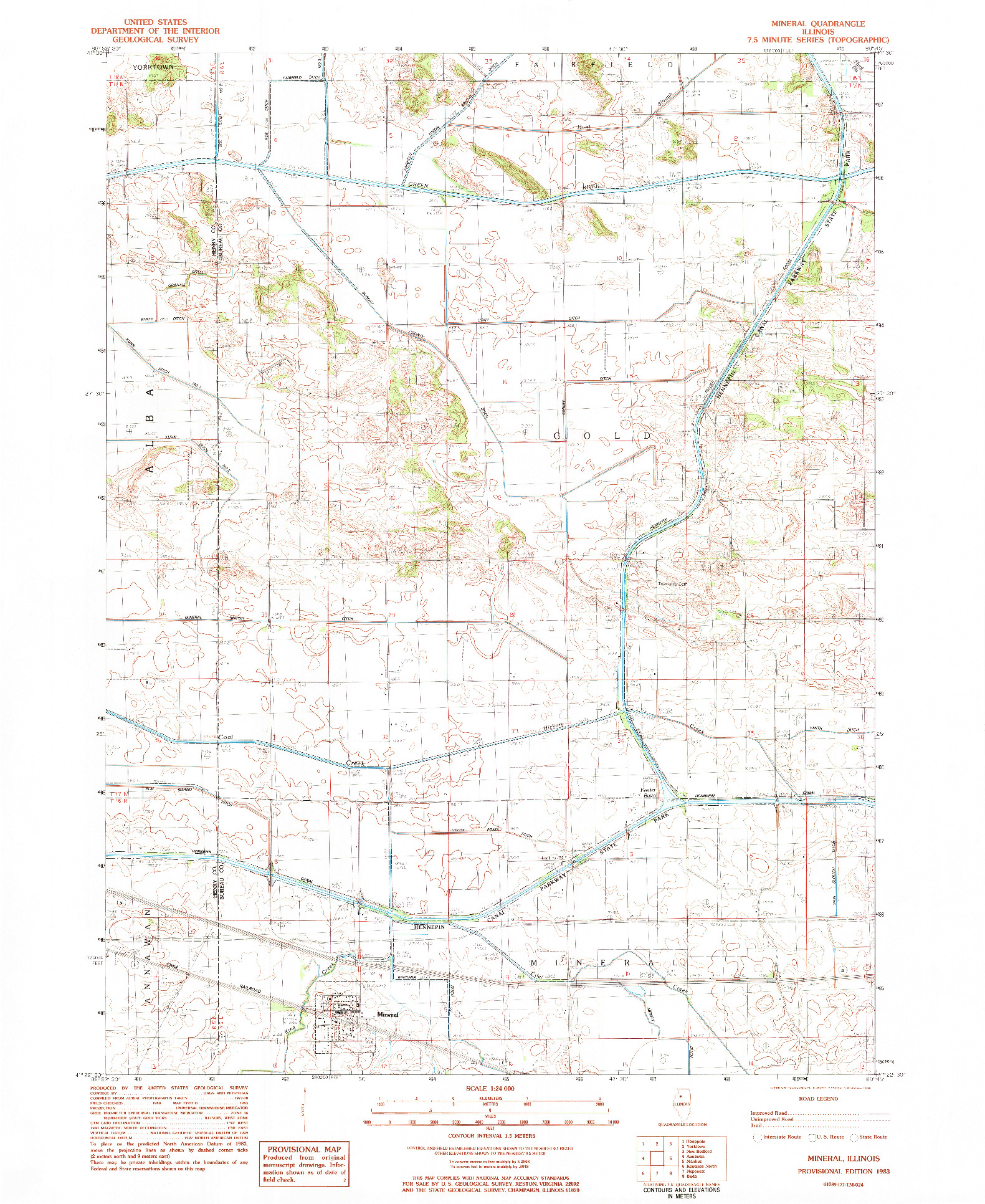 USGS 1:24000-SCALE QUADRANGLE FOR MINERAL, IL 1983