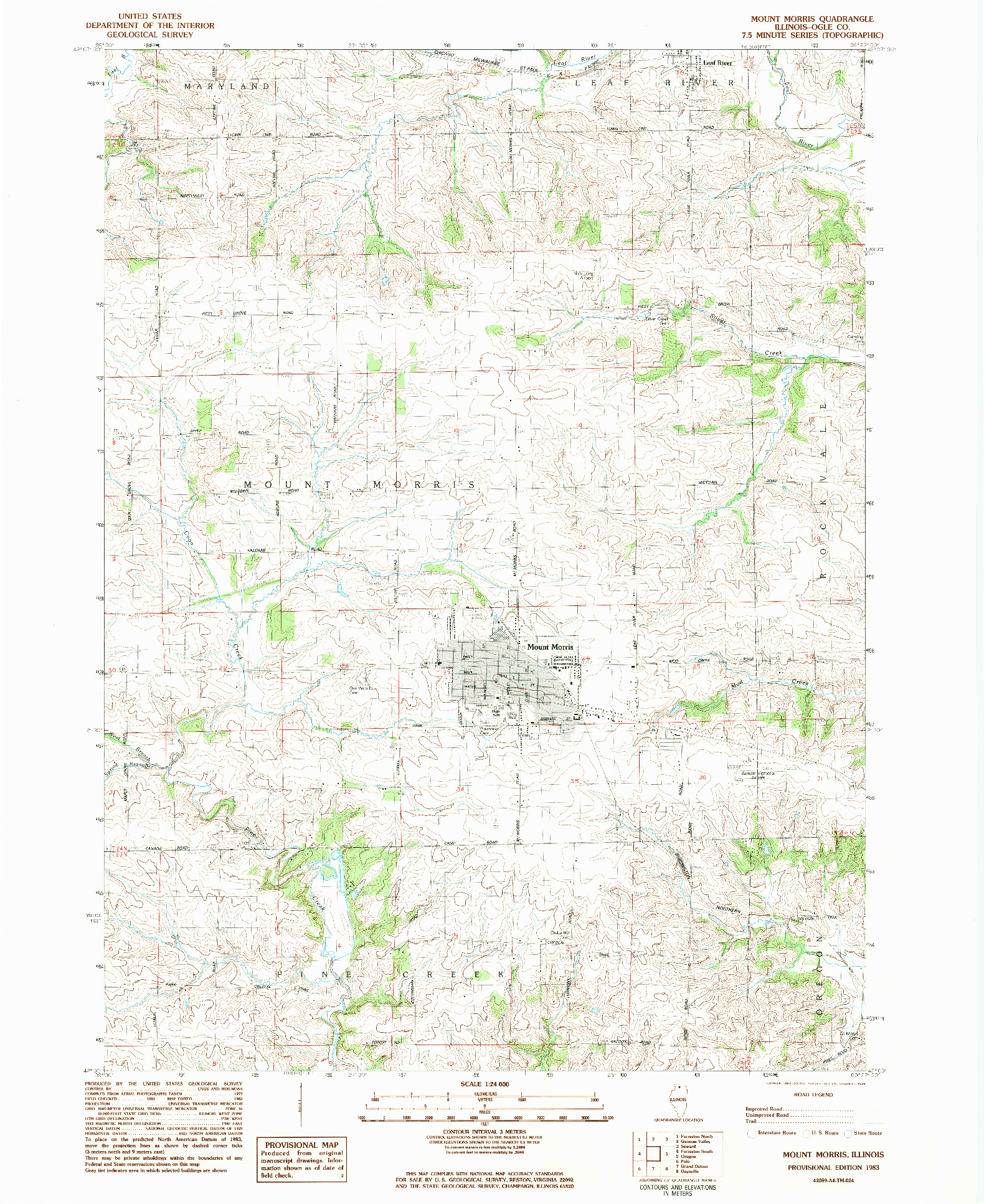 USGS 1:24000-SCALE QUADRANGLE FOR MOUNT MORRIS, IL 1983