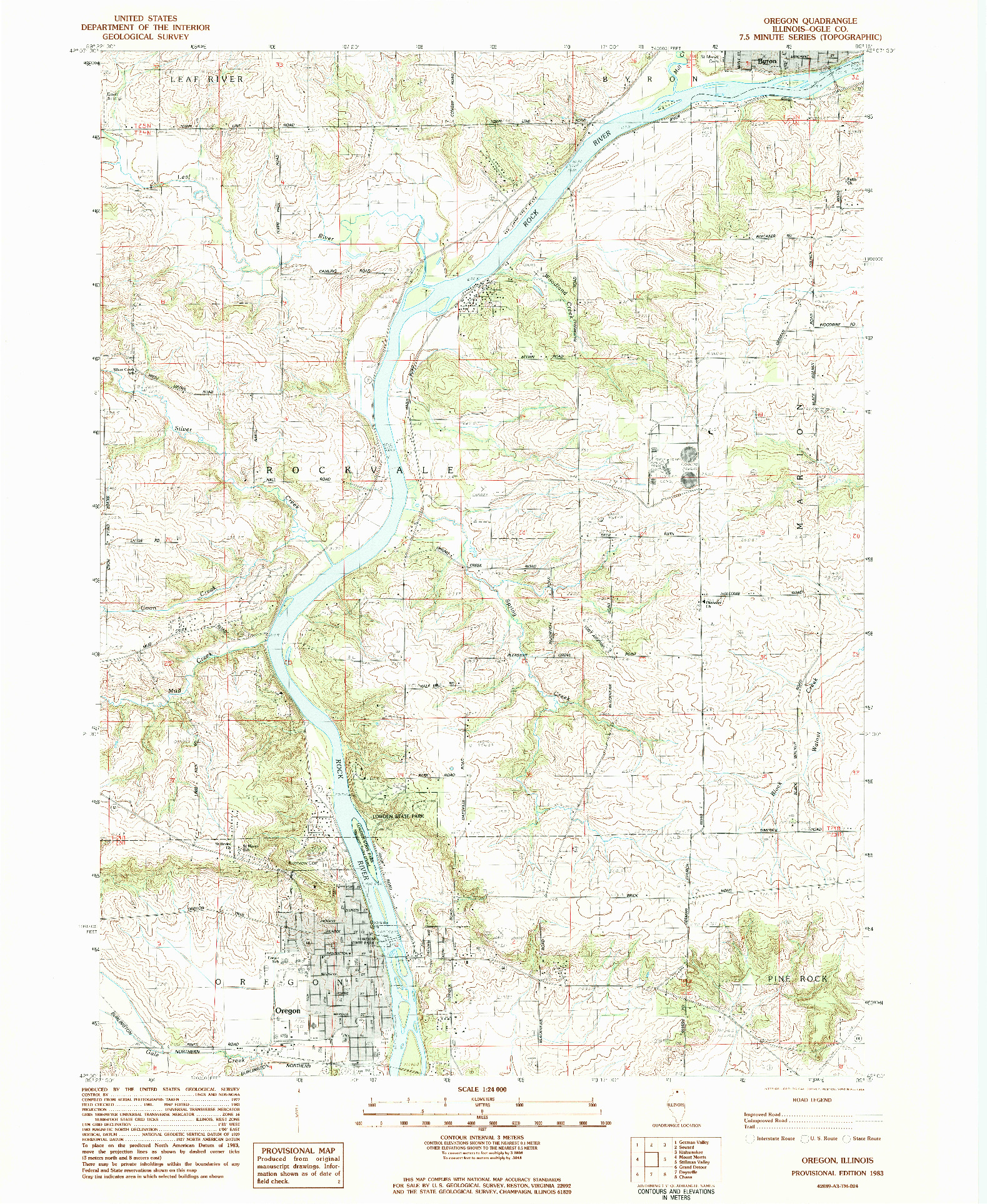 USGS 1:24000-SCALE QUADRANGLE FOR OREGON, IL 1983