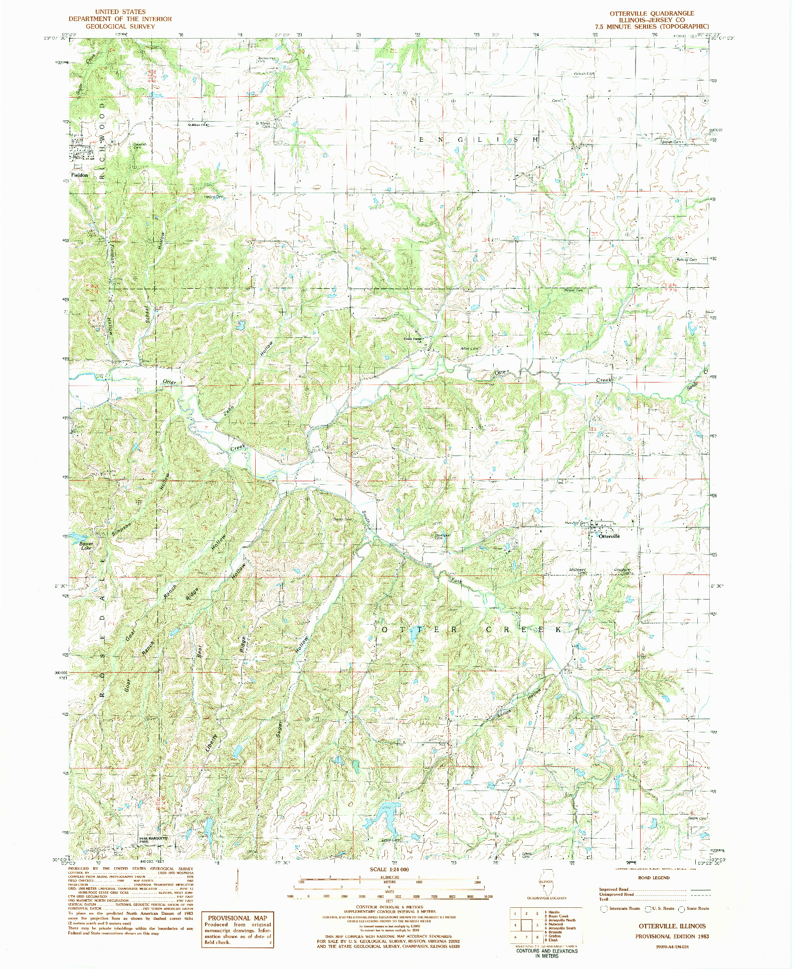 USGS 1:24000-SCALE QUADRANGLE FOR OTTERVILLE, IL 1983
