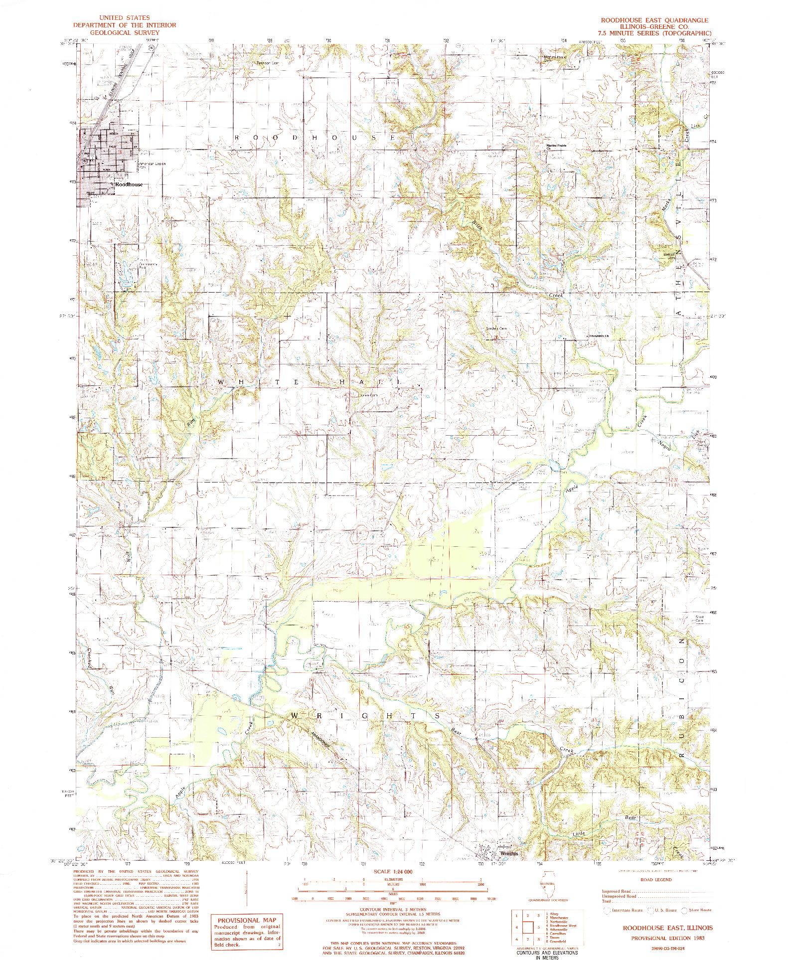 USGS 1:24000-SCALE QUADRANGLE FOR ROODHOUSE EAST, IL 1983