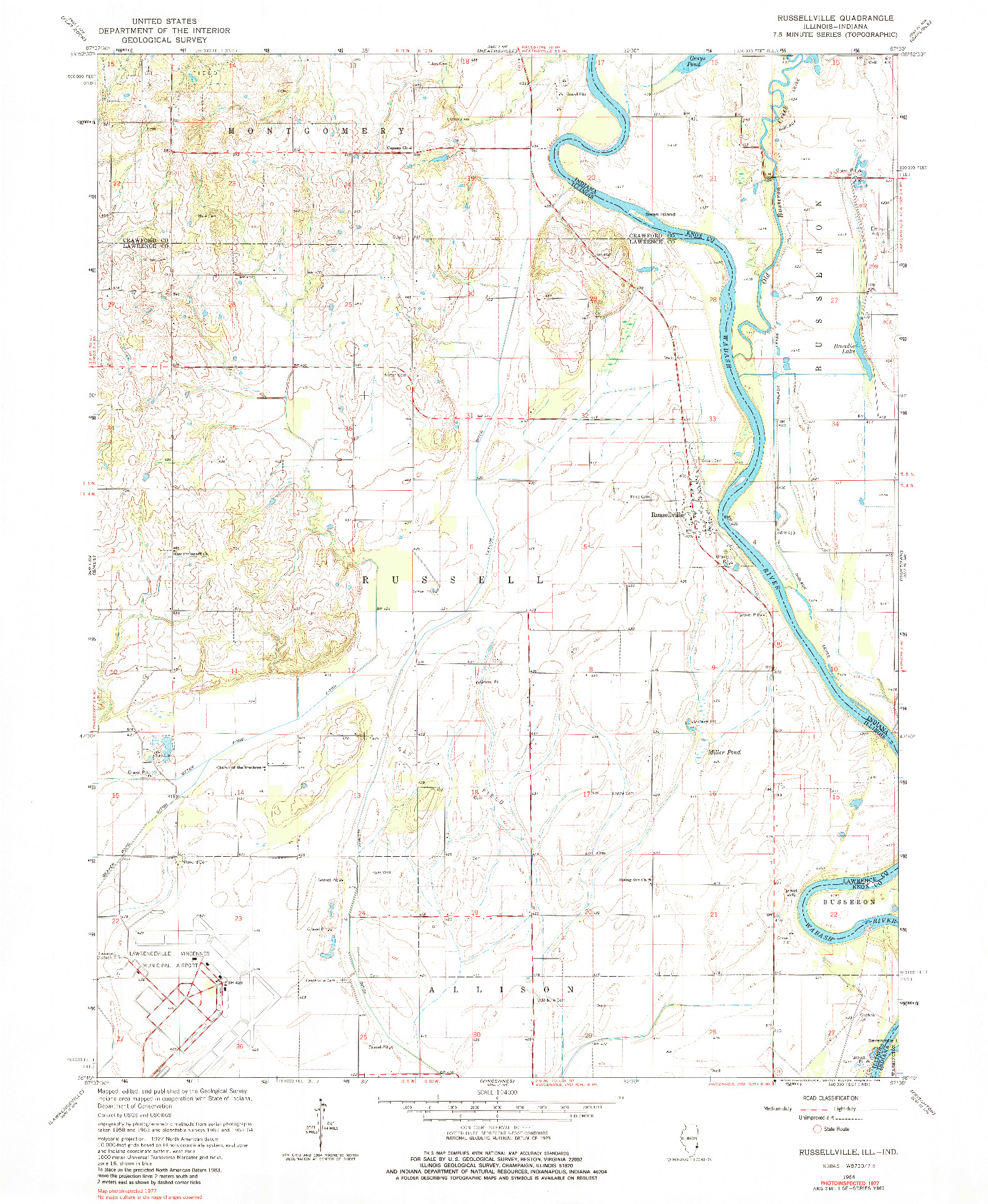 USGS 1:24000-SCALE QUADRANGLE FOR RUSSELLVILLE, IL 1964