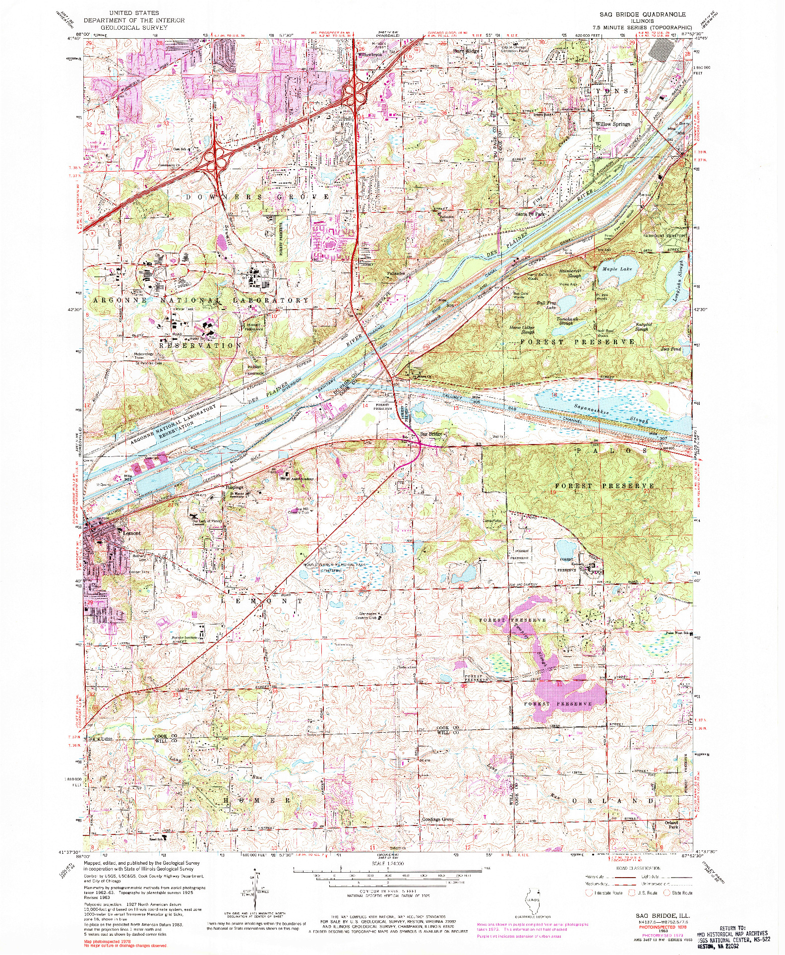 USGS 1:24000-SCALE QUADRANGLE FOR SAG BRIDGE, IL 1963