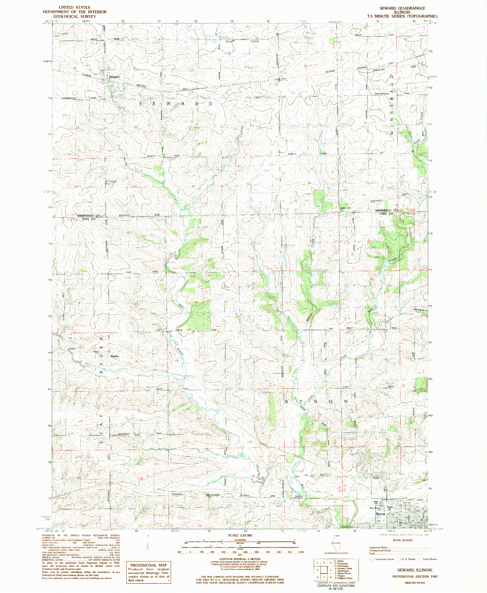 USGS 1:24000-SCALE QUADRANGLE FOR SEWARD, IL 1983