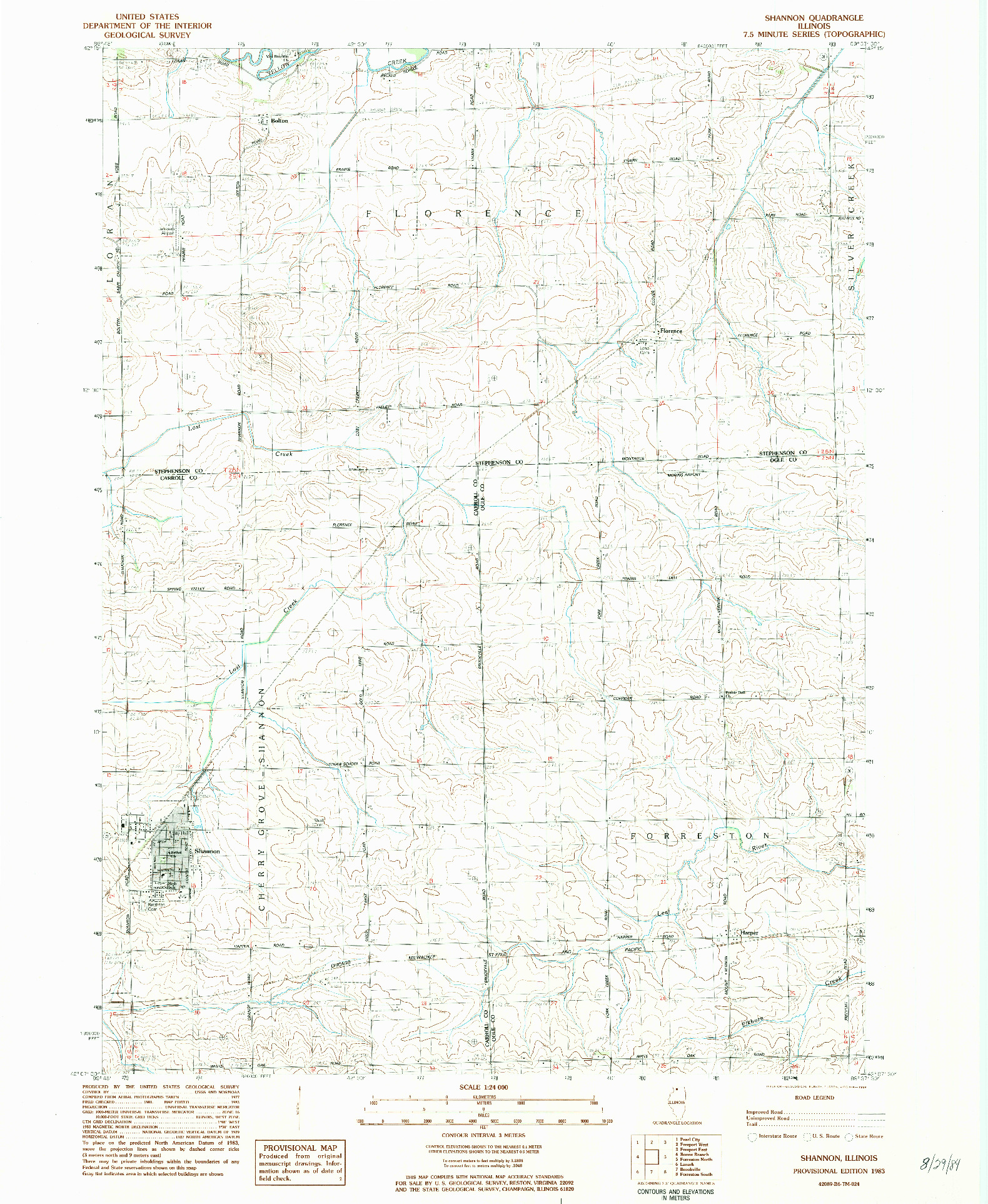 USGS 1:24000-SCALE QUADRANGLE FOR SHANNON, IL 1983