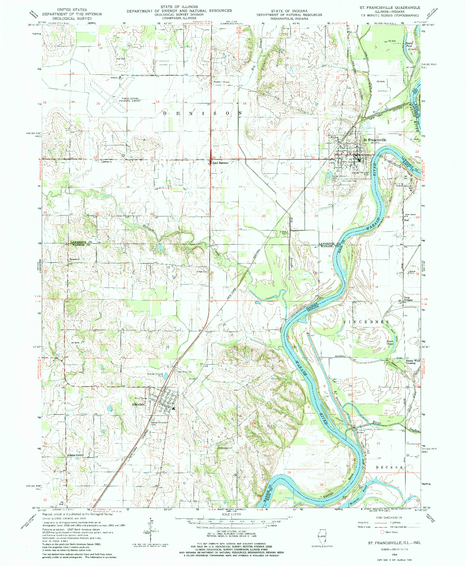 USGS 1:24000-SCALE QUADRANGLE FOR ST. FRANCISVILLE, IL 1964